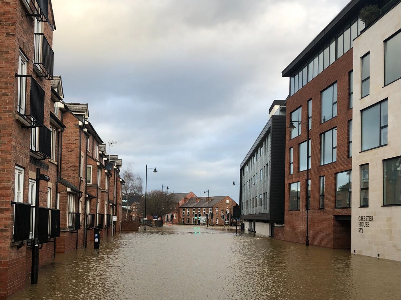 Flooding in Chester Street in Shrewsbury following Storm Franklin earlier this year