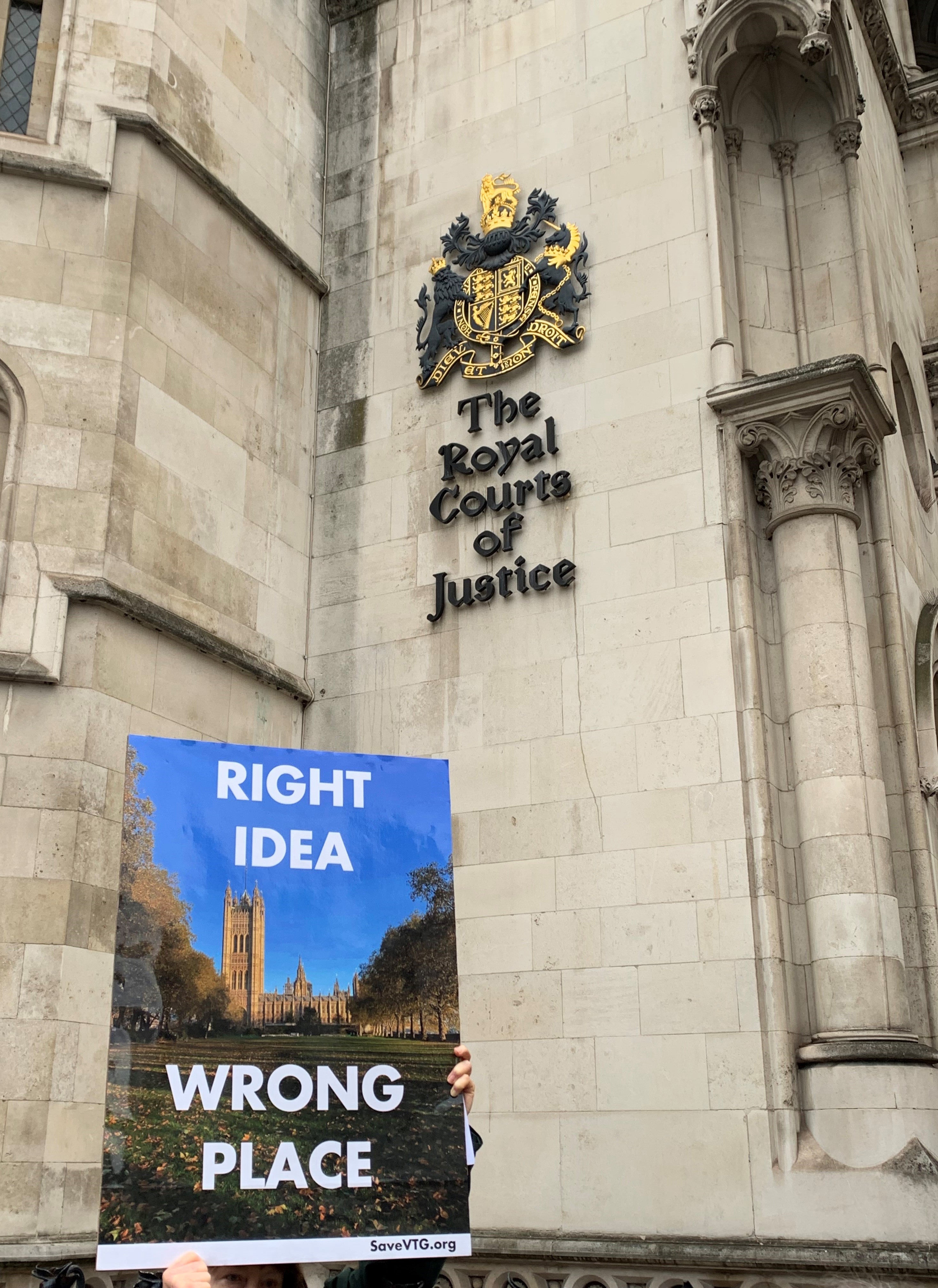 Protesters outside the Royal Courts of Justice in central London ahead of a hearing regarding the UK Holocaust Memorial (Tom Pilgrim/PA)