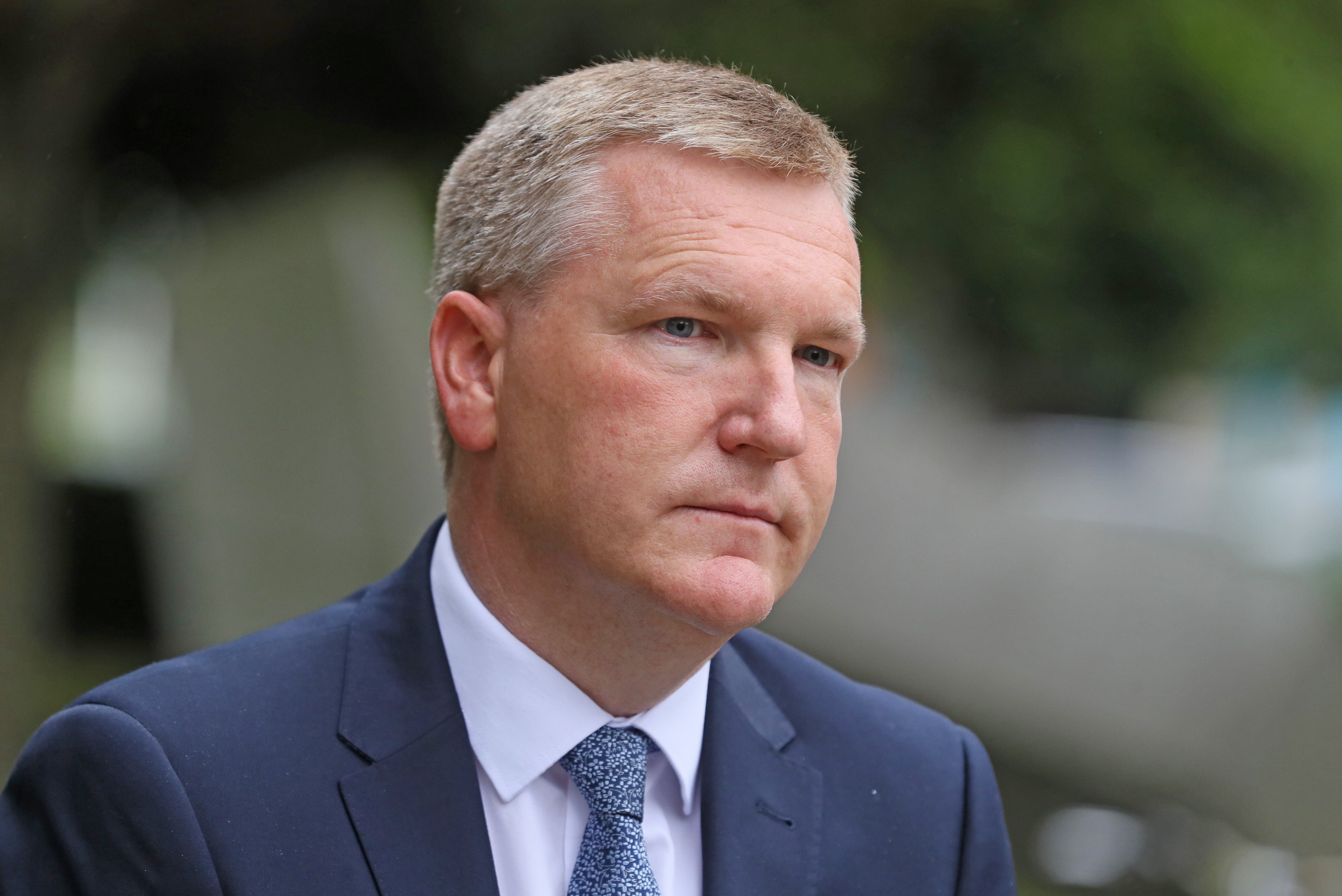 Minister for Public Expenditure Michael McGrath leaves RTE Radio One in Dublin, following a traditional post-budget phone in (Brian Lawless/PA)