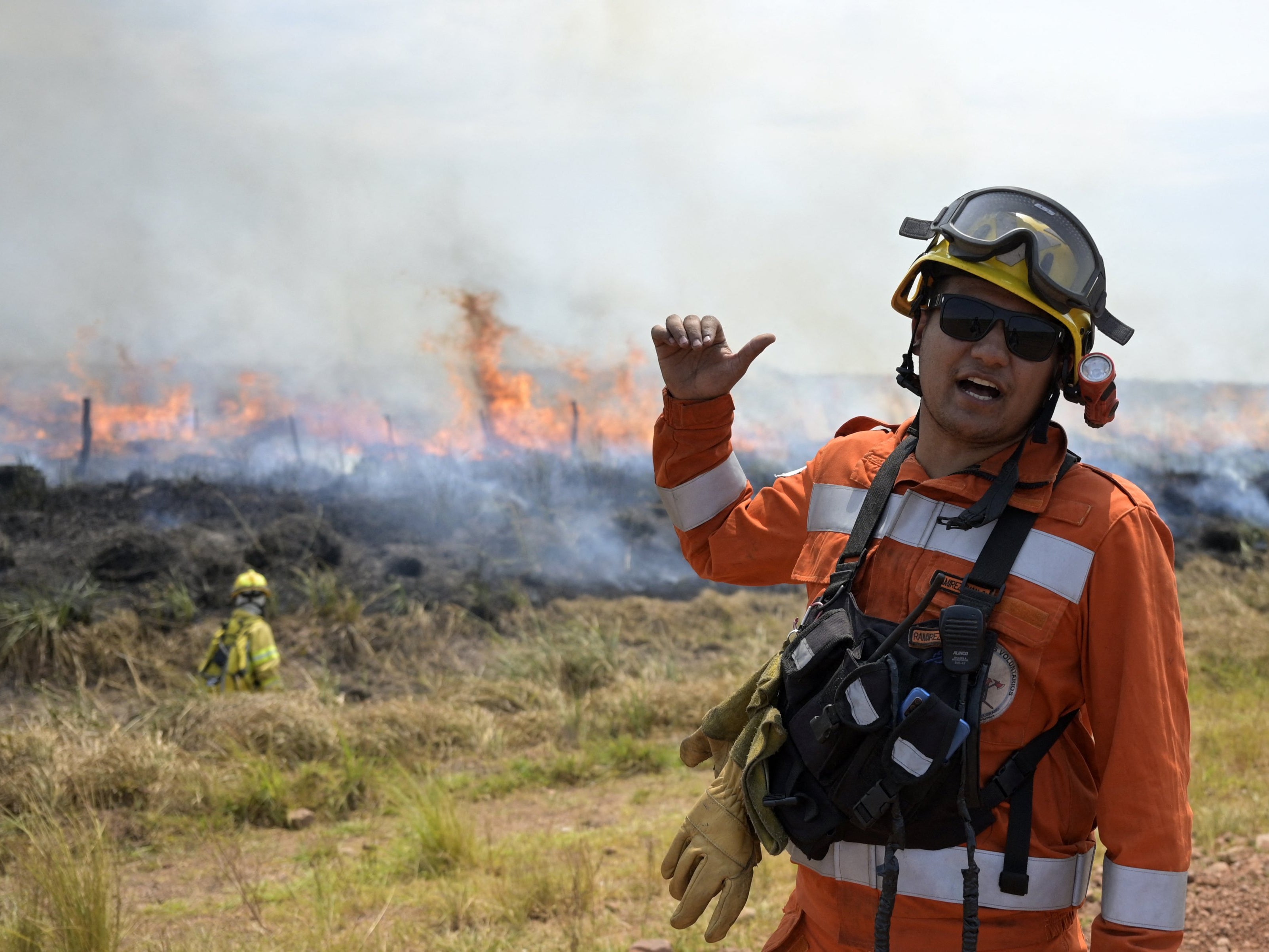 Fields are burnt to fight wildfires with fire in Argentina in February