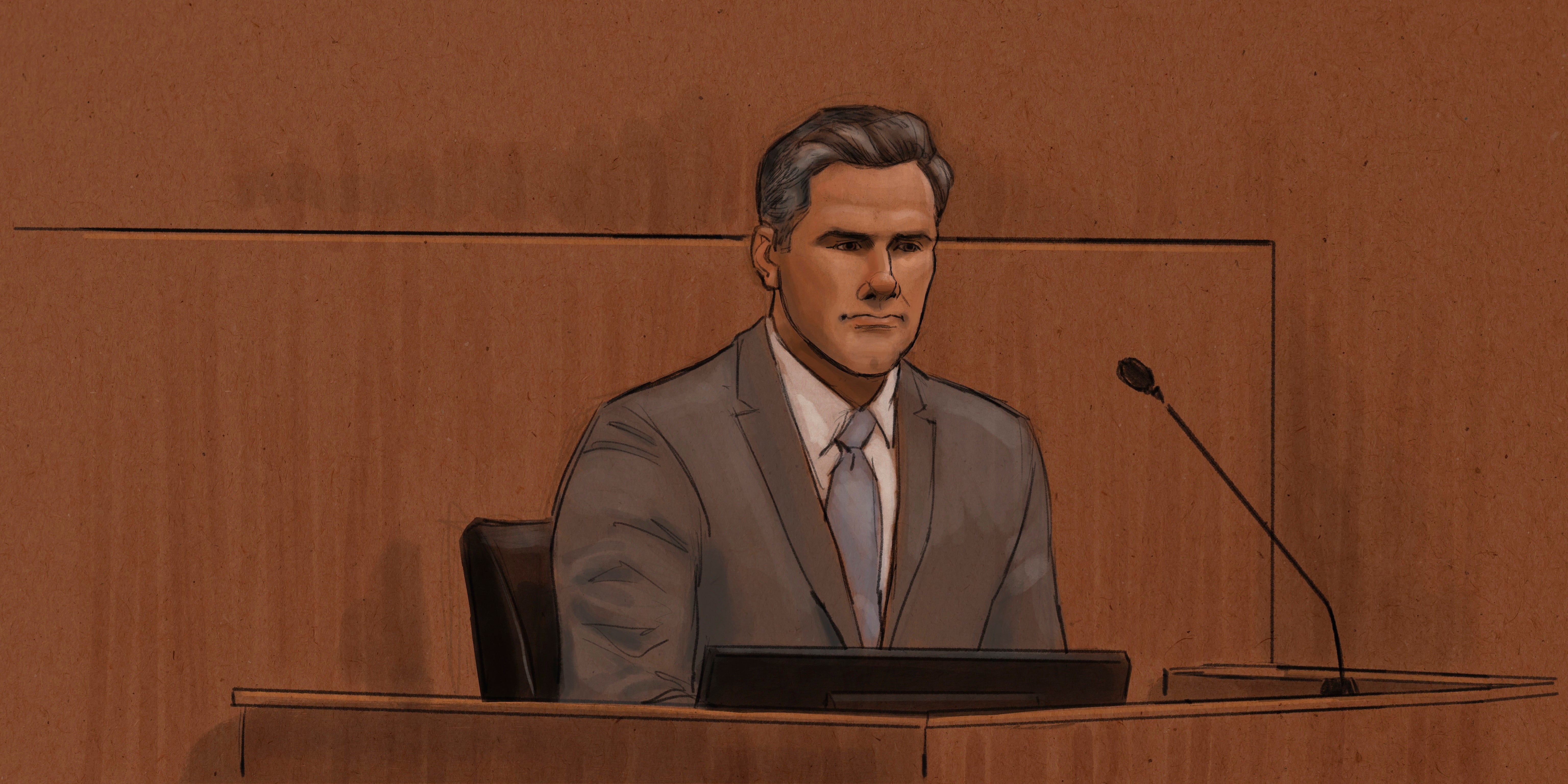 Thomas Lane pictured in a court sketch as he testified at his trial