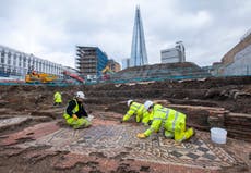 Huge Roman mosaic unearthed in London in ‘once-in-a-lifetime find’