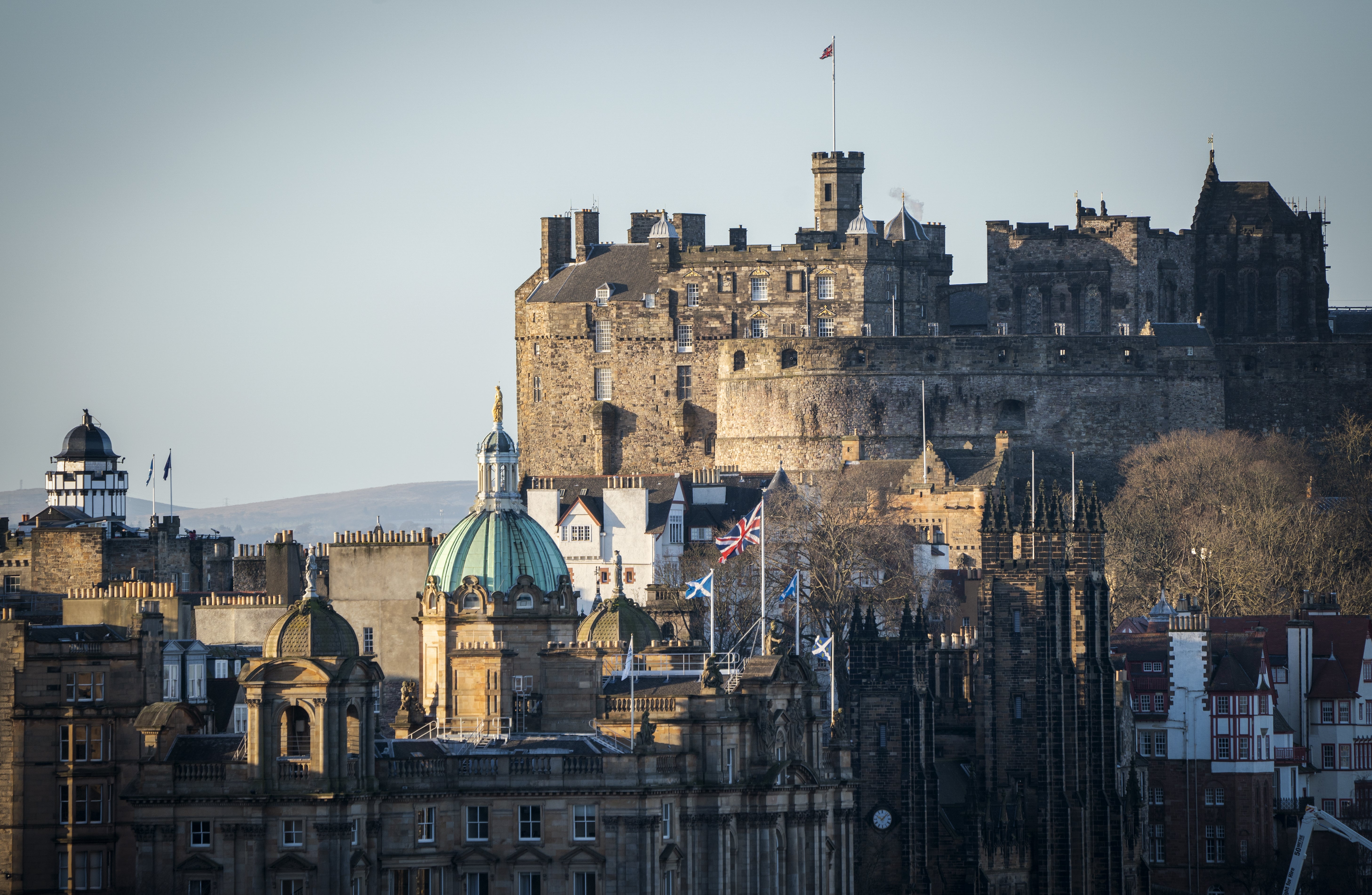 Edinburgh Castle has closed its doors to visitors temporarily for safety reasons due to strong winds battering the Scottish capital (Jane Barlow/PA)