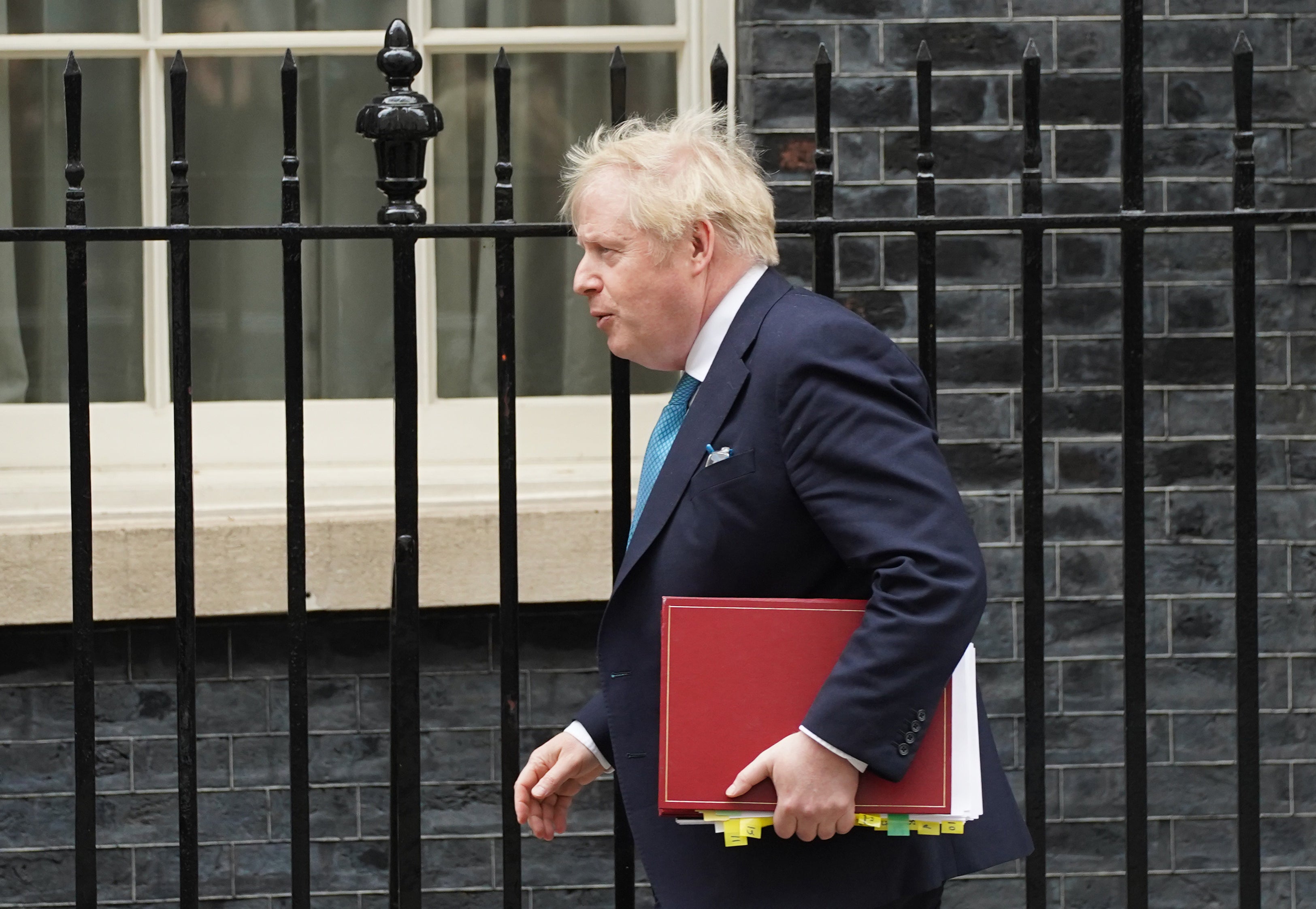 Prime Minister Boris Johnson leaves 10 Downing Street, London, to attend Prime Minister’s Questions at the Houses of Parliament.