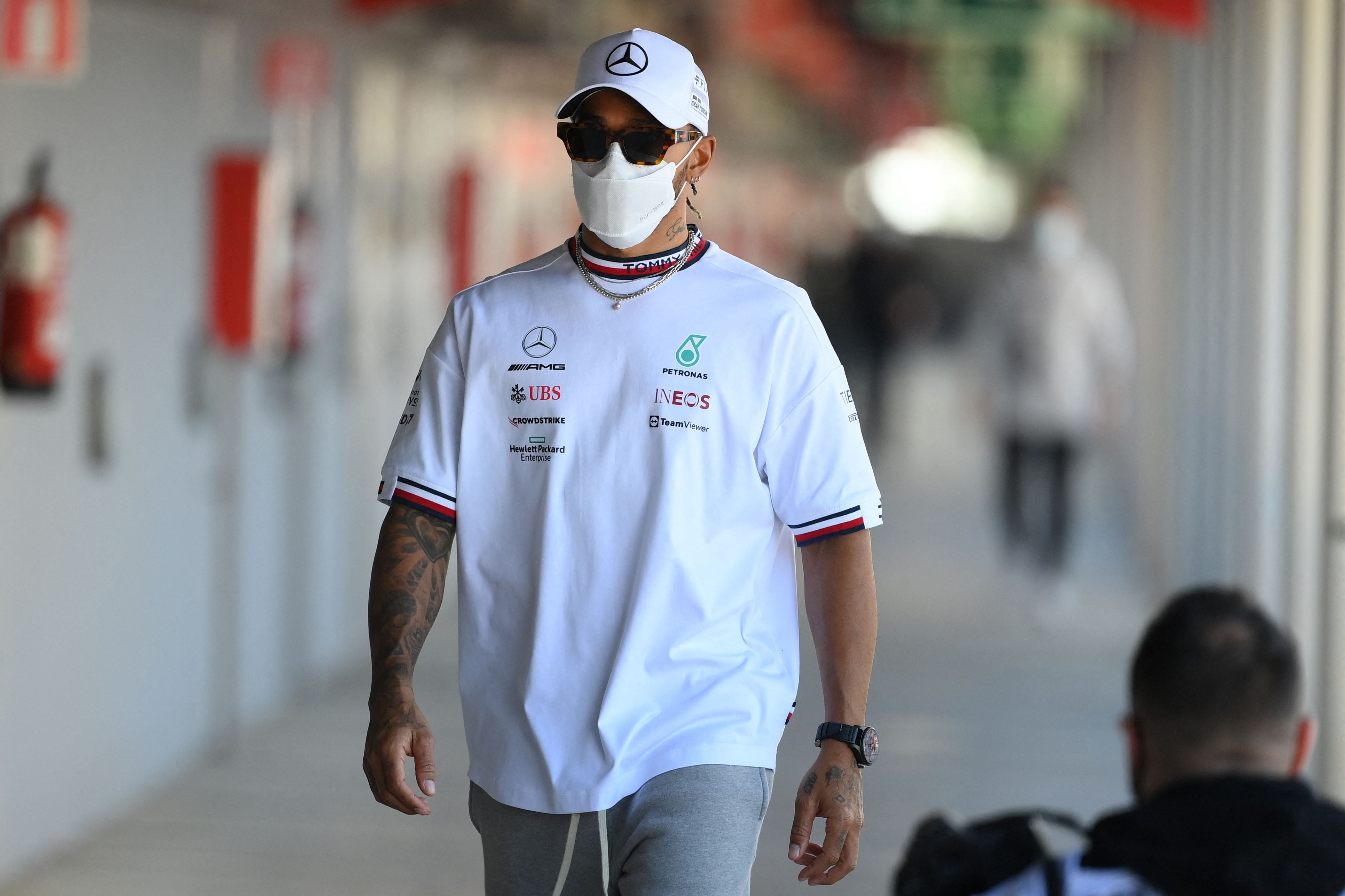 Hamilton is in Barcelona for pre-season testing