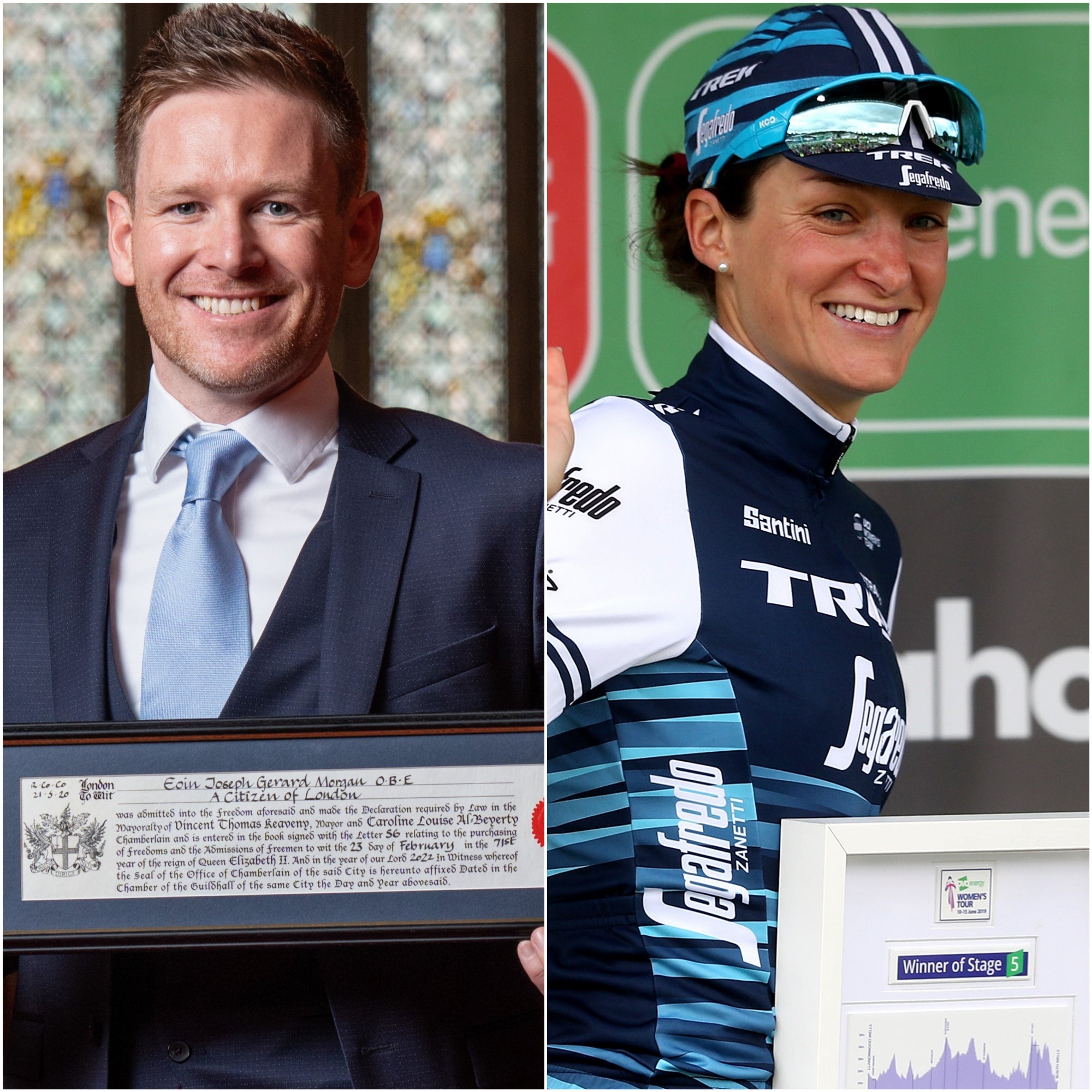 Eoin Morgan and Lizzie Deignan (Dominic Lipinski/David Davies/PA)