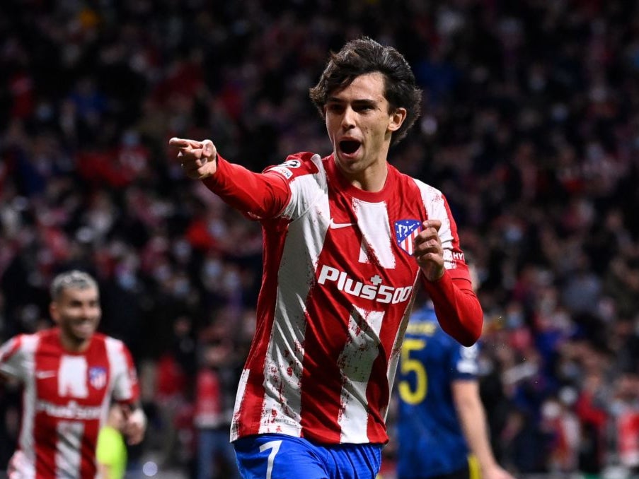 Joao Felix celebrates scoring Atletico’s opener