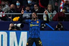 Anthony Elanga rescues Manchester United in Champions League first leg against Atletico Madrid