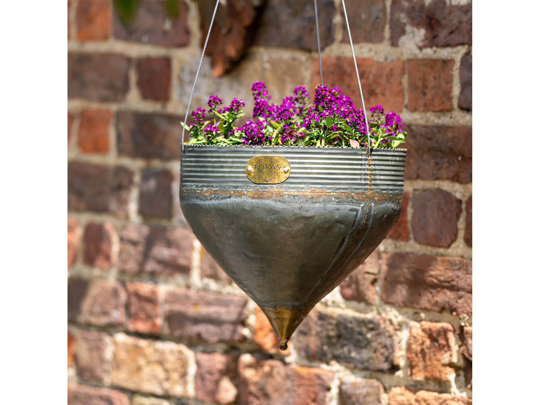 zinc clover hanging planter