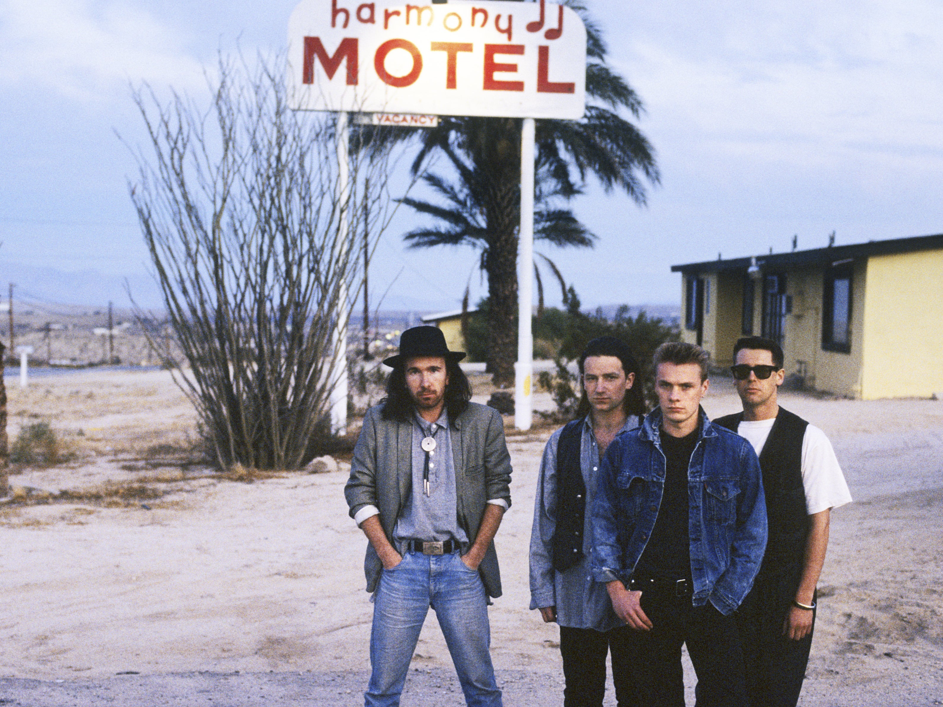 Desert storm: (from left) The Edge, Bono, Larry Mullen Jr and Adam Clayton in Death Valley, 1986