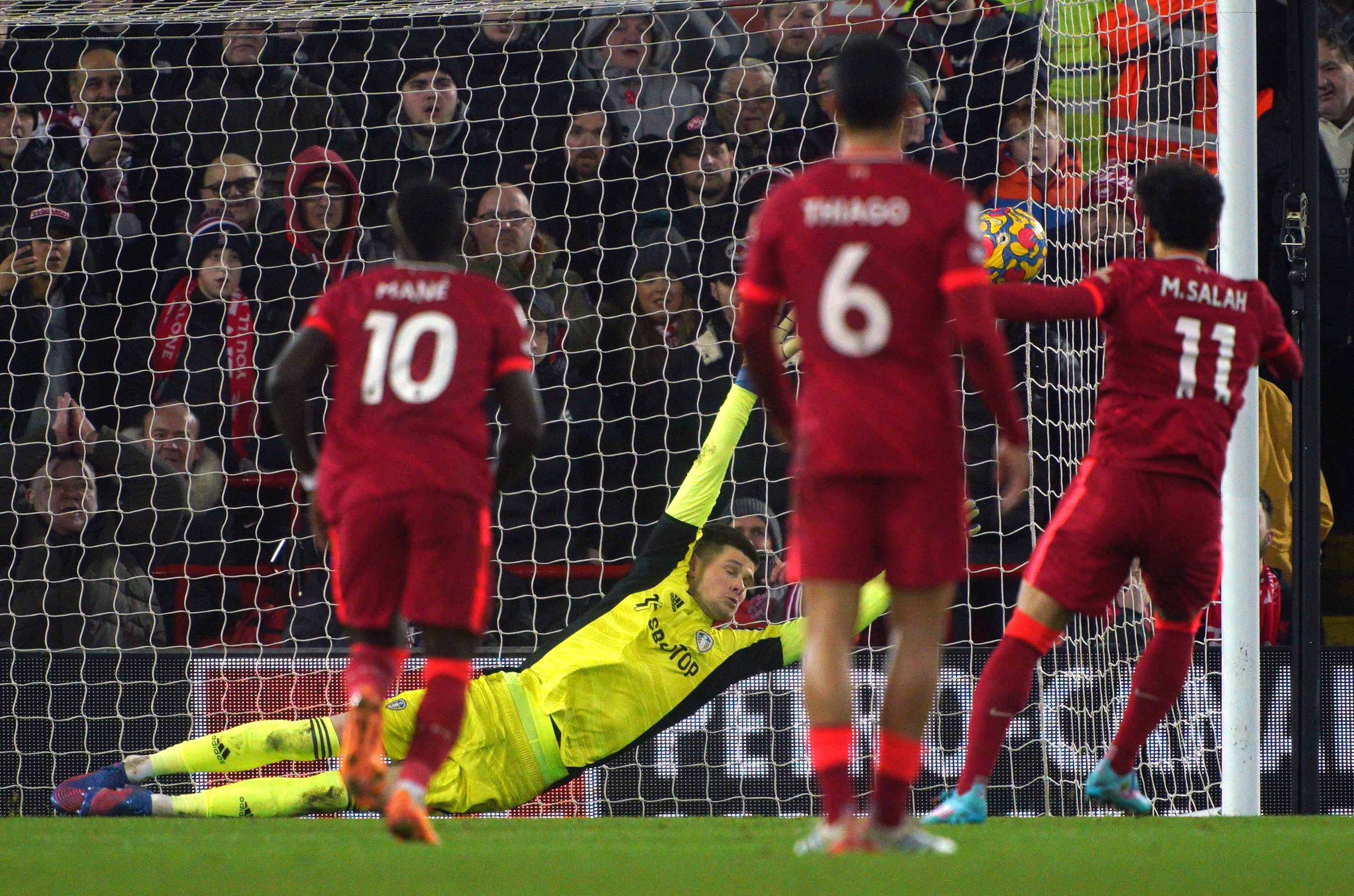 Mohamed Salah scored twice against Leeds (Peter Byrne/PA)