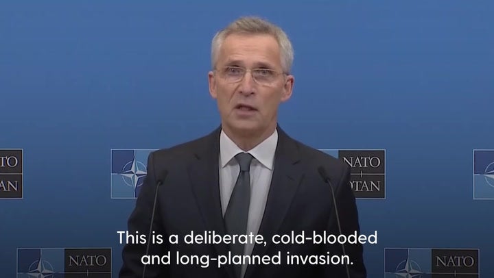 Nato allies condemn Russia’s ‘deliberate, cold-blooded’ attack on Ukraine