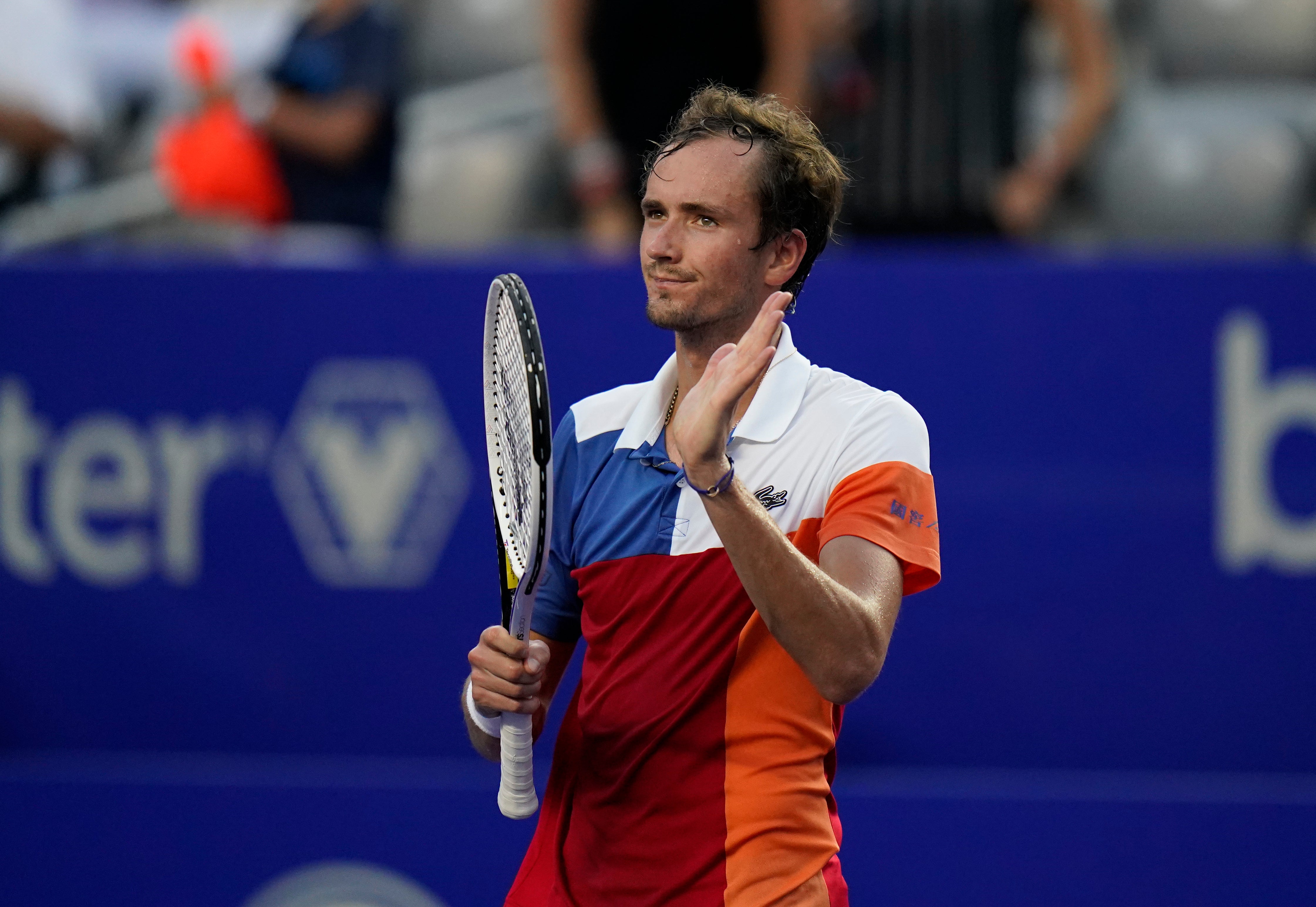 Daniil Medvedev kept his focus on court on an emotional day (Eduardo Verdugo/AP)