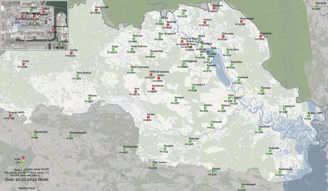 Map shows radiation levels about control levels