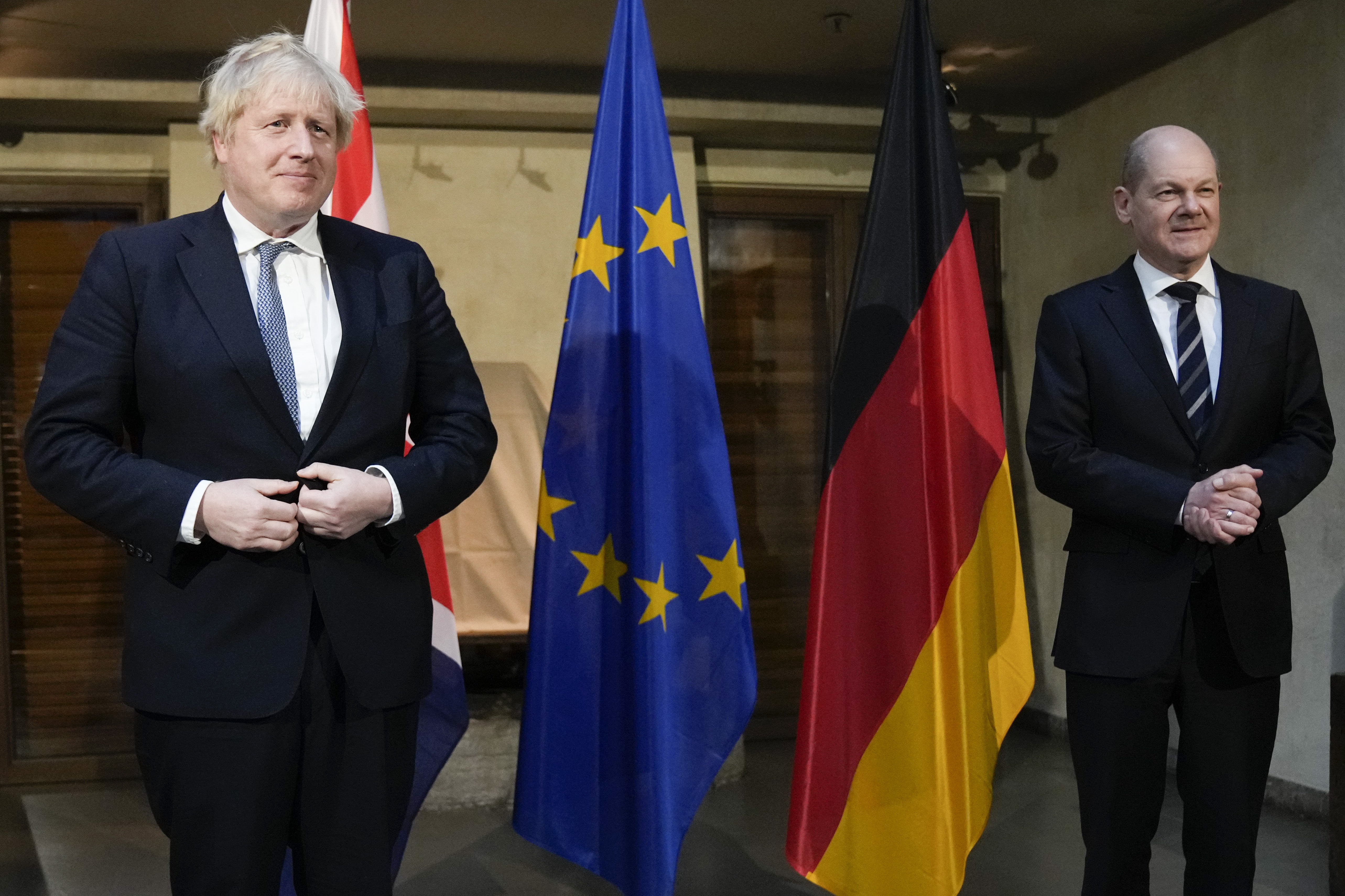 Boris Johnson and German chancellor Olaf Scholz disagree on what action to take