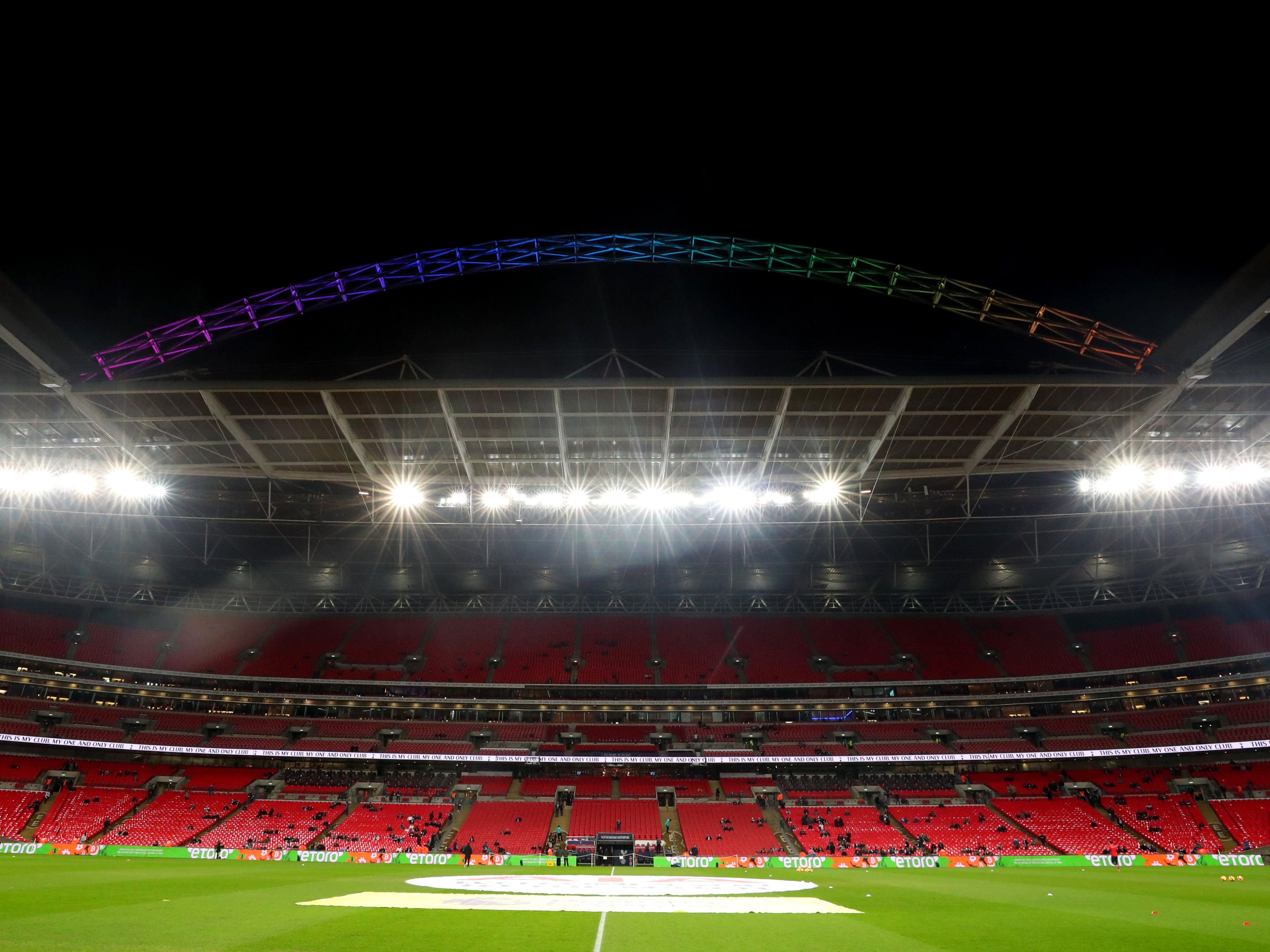 Wembley’s arch could be lit up in yellow and blue for Sunday’s match