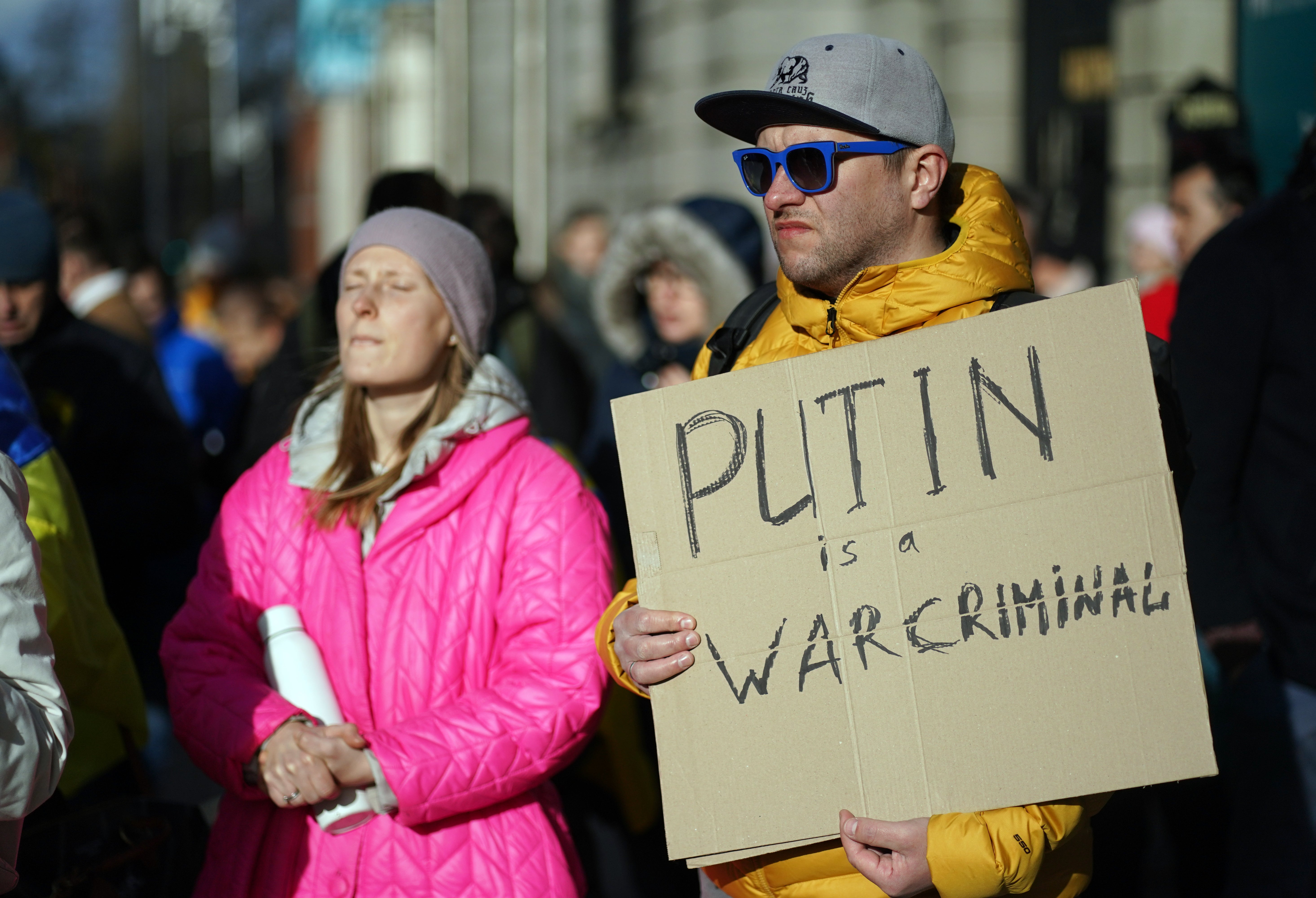 People attended a demonstration on Thursday outside Leinster House in Dublin (Brian Lawless/PA)