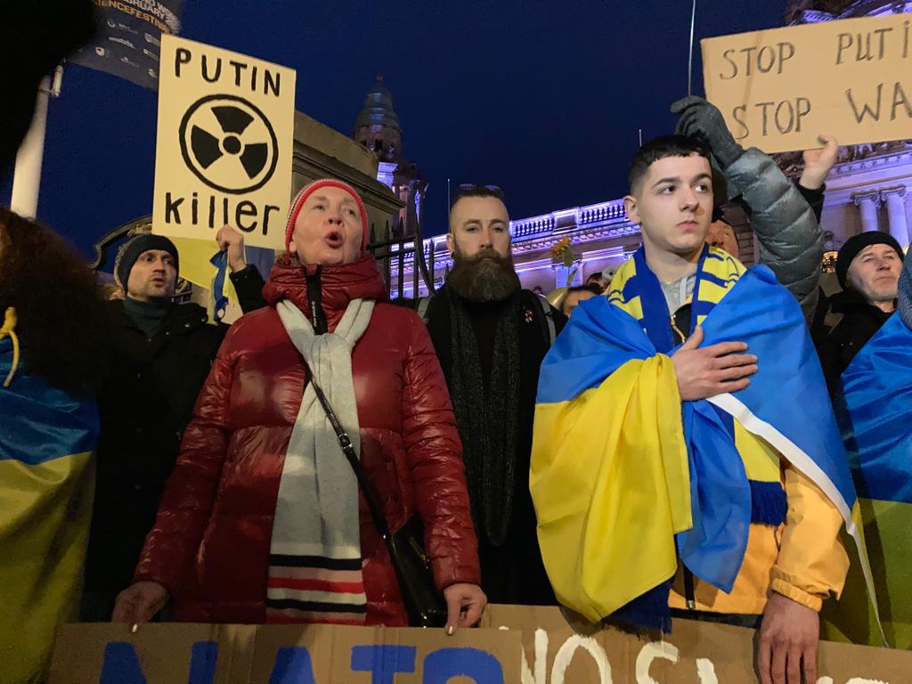 Protest at Belfast City Hall (Patrick Corrigan/PA)