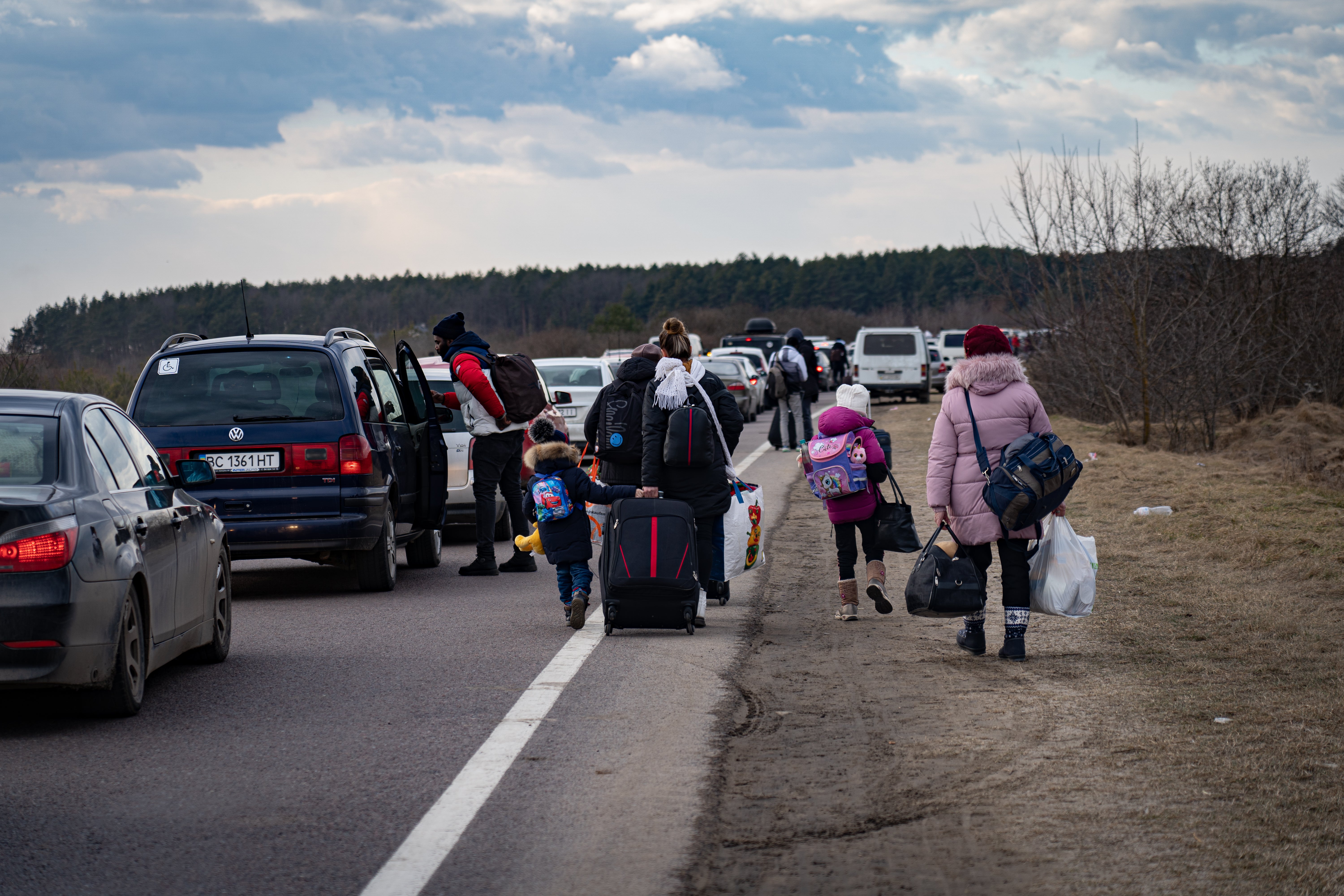 Thousands of Ukrainians have crossed the border into Poland as Russia’s invasion rages on