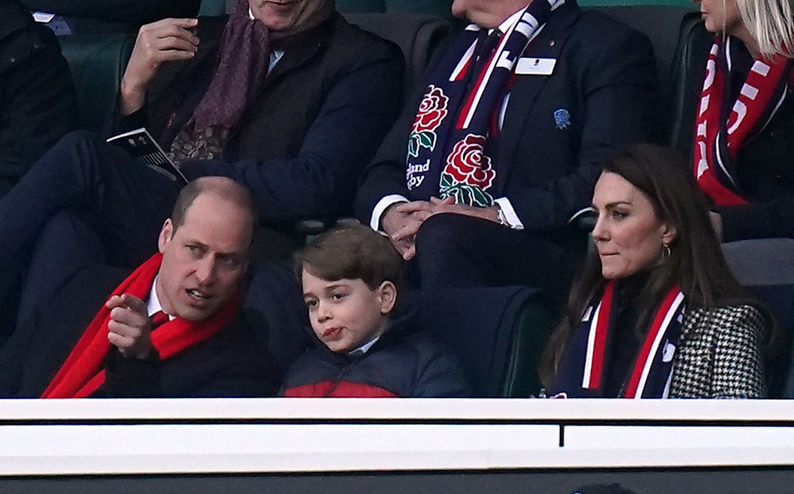 The Duke and Duchess of Cambridge and Prince George in the stands during the Six Nations match at Twickenham Stadium (Adam Davy/PA)