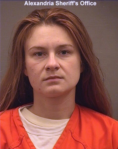 In this undated handout photo provided by the Alexandria Sheriff's Office, Russian national Maria Butina is seen in a booking photo in Alexandria, Virginia. Butina is awaiting trial on spying charges