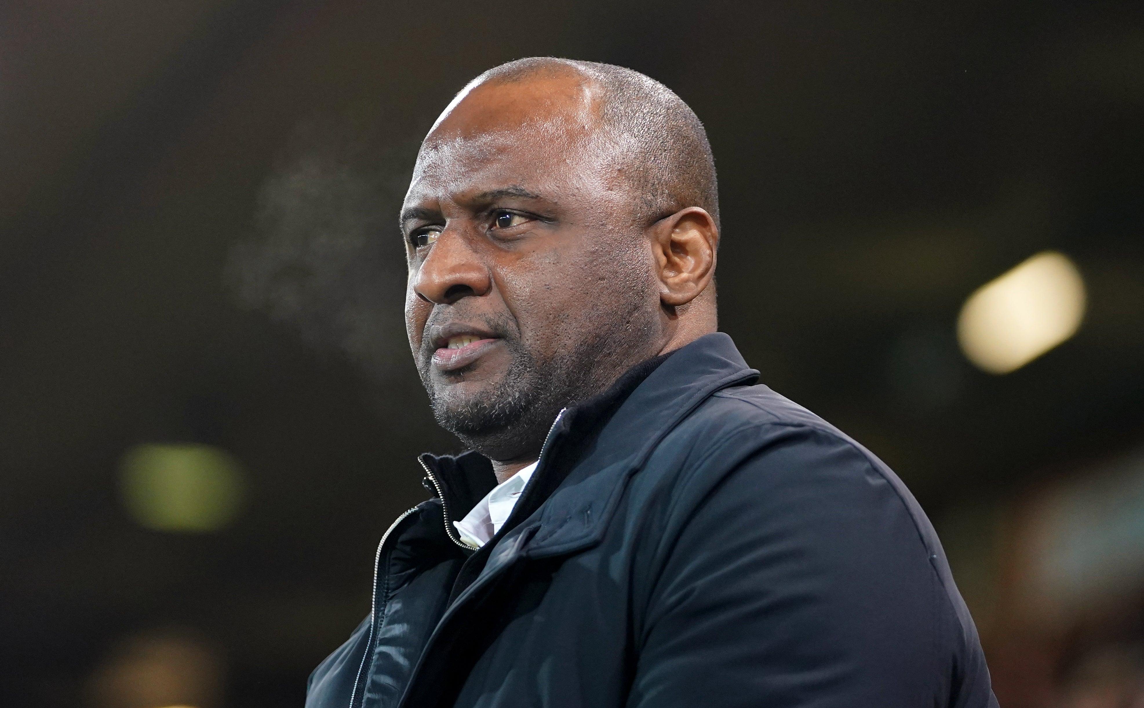 Patrick Vieira watched Crystal Palace draw 1-1 with Burnley (Joe Giddens/PA)