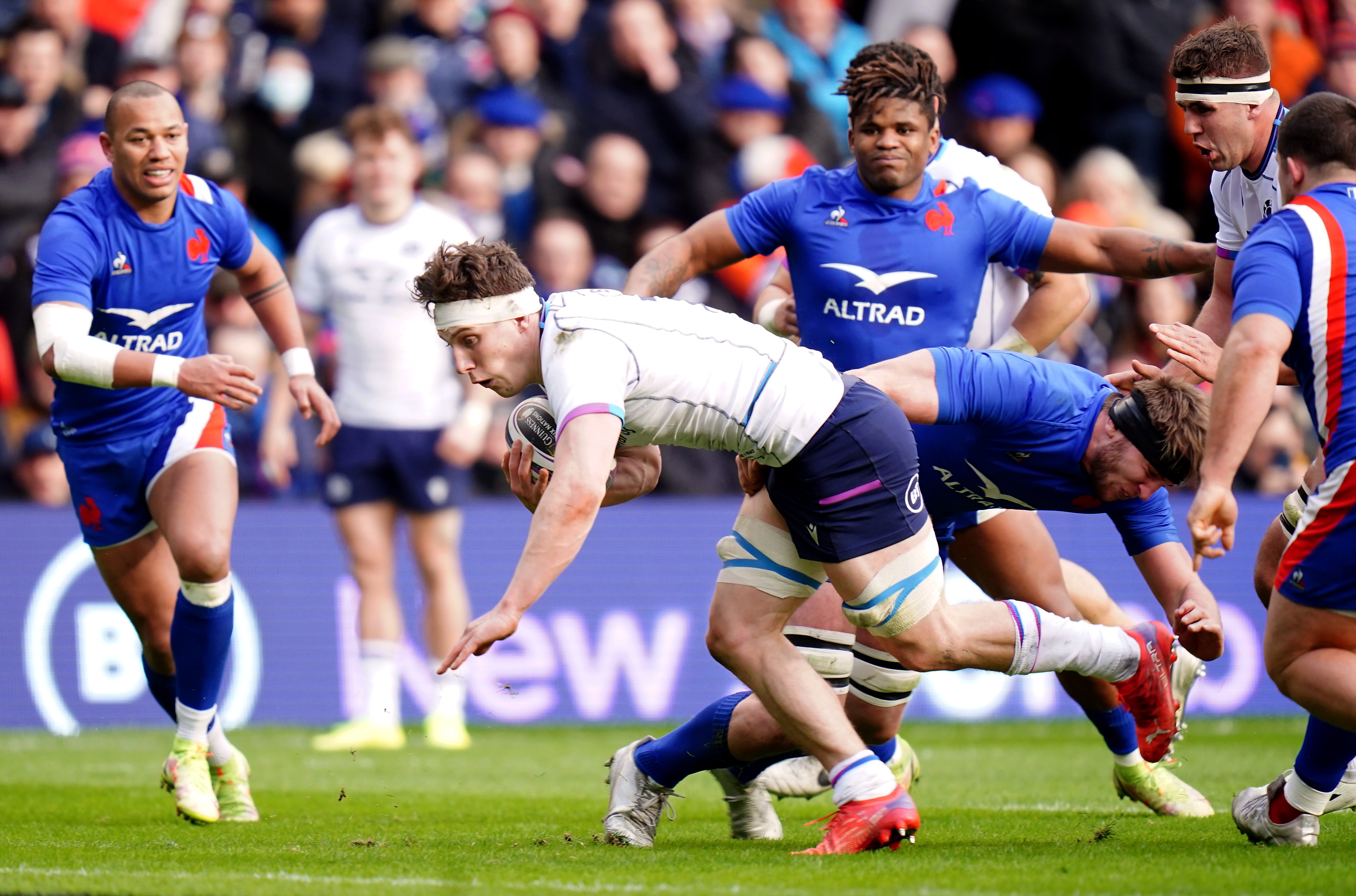 Rory Darge scored a try on his first Scotland start (Jane Barlow/PA)