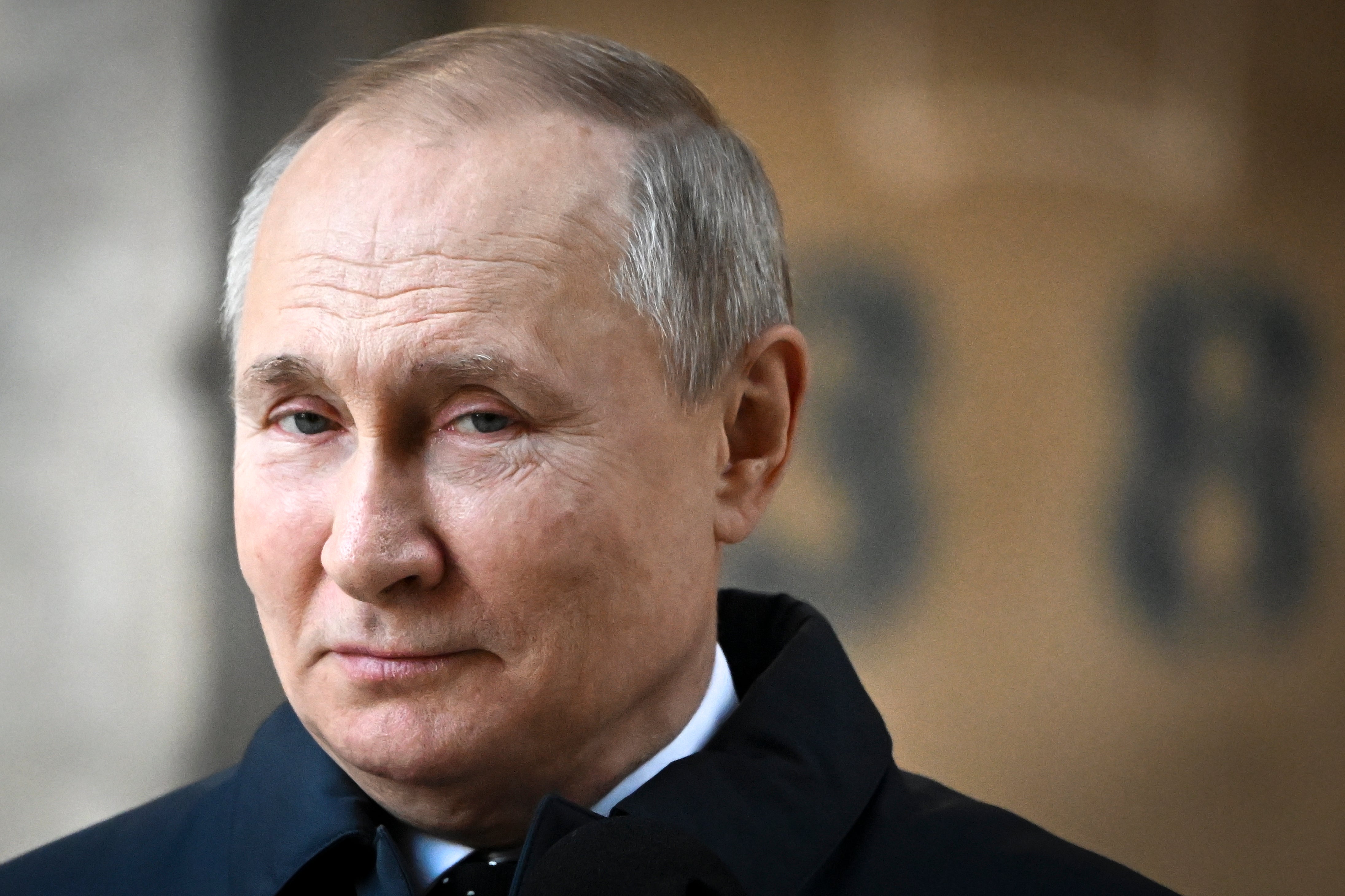 Russian President Vladimir Putin looks on as he visits the construction site of the National Space Agency on the premises of the Khrunichev State Research and Production Space Centre in Moscow, Russia, Sunday, Feb. 27, 2022.