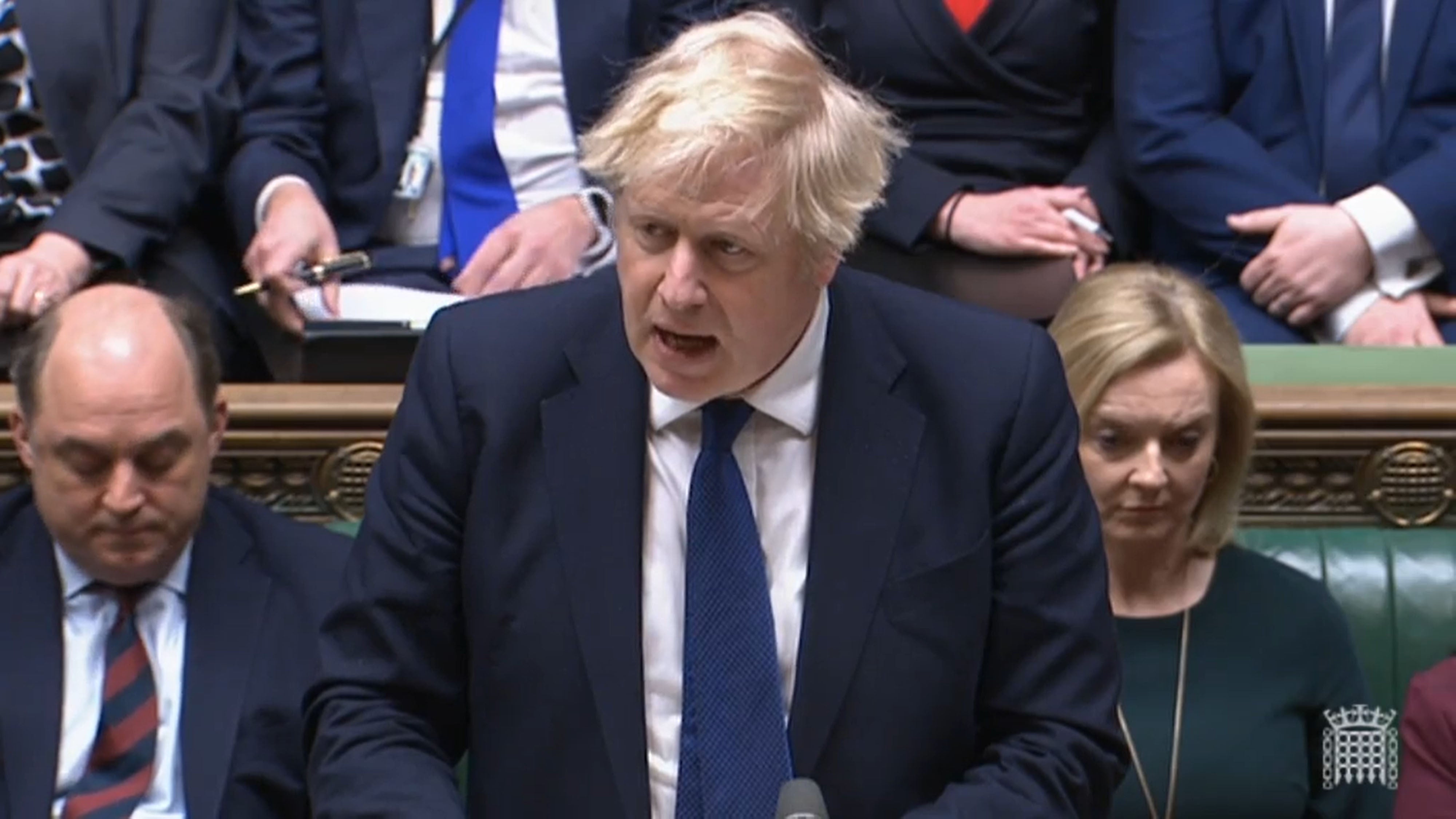 Prime Minister Boris Johnson updating MPs in the House of Commons on the latest situation regarding Ukraine (PA)