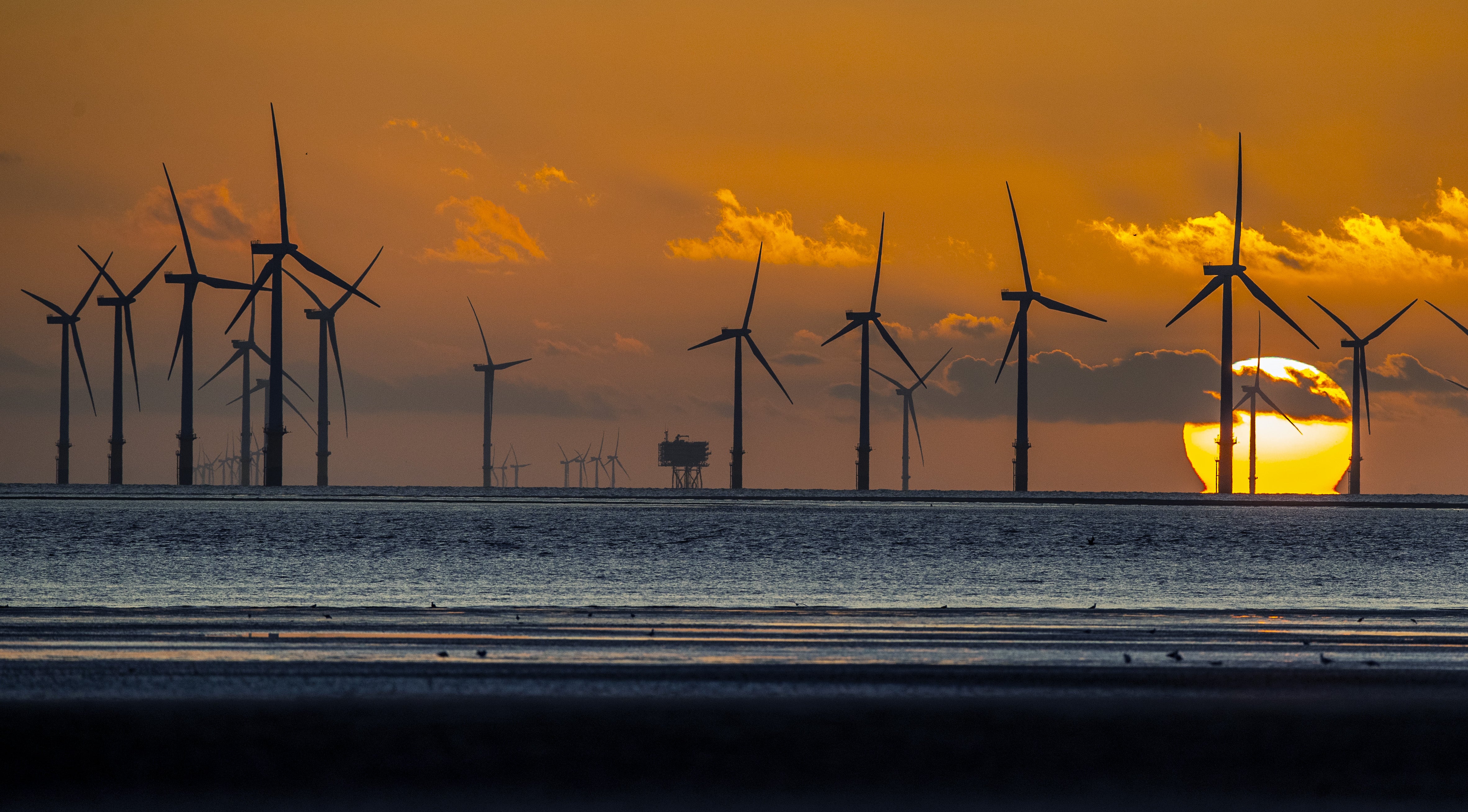 Burbo Bank wind farm off Merseyside in north west England (Peter Byrne/PA)