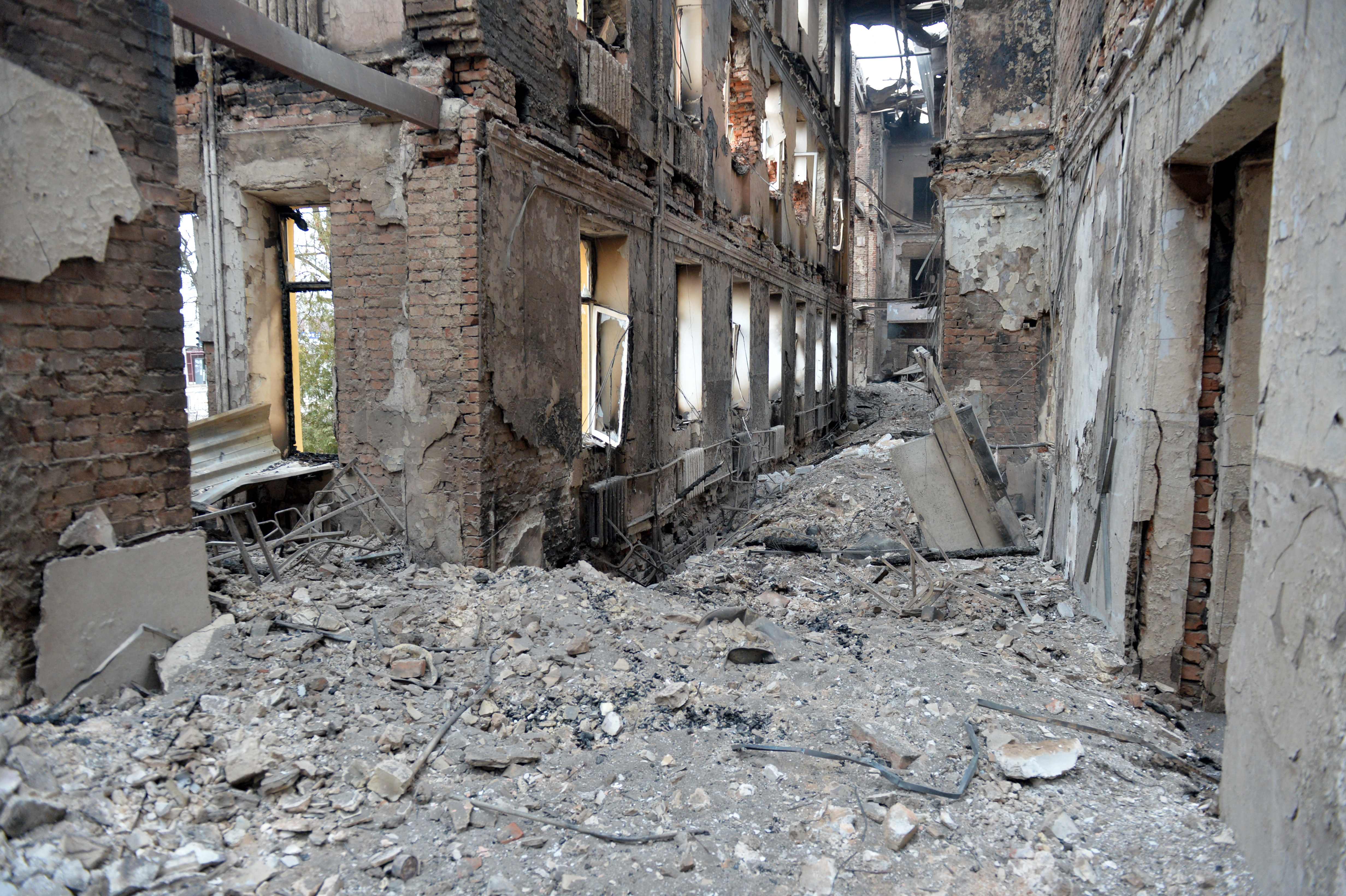 A school destroyed in a separate attack in Kharkiv