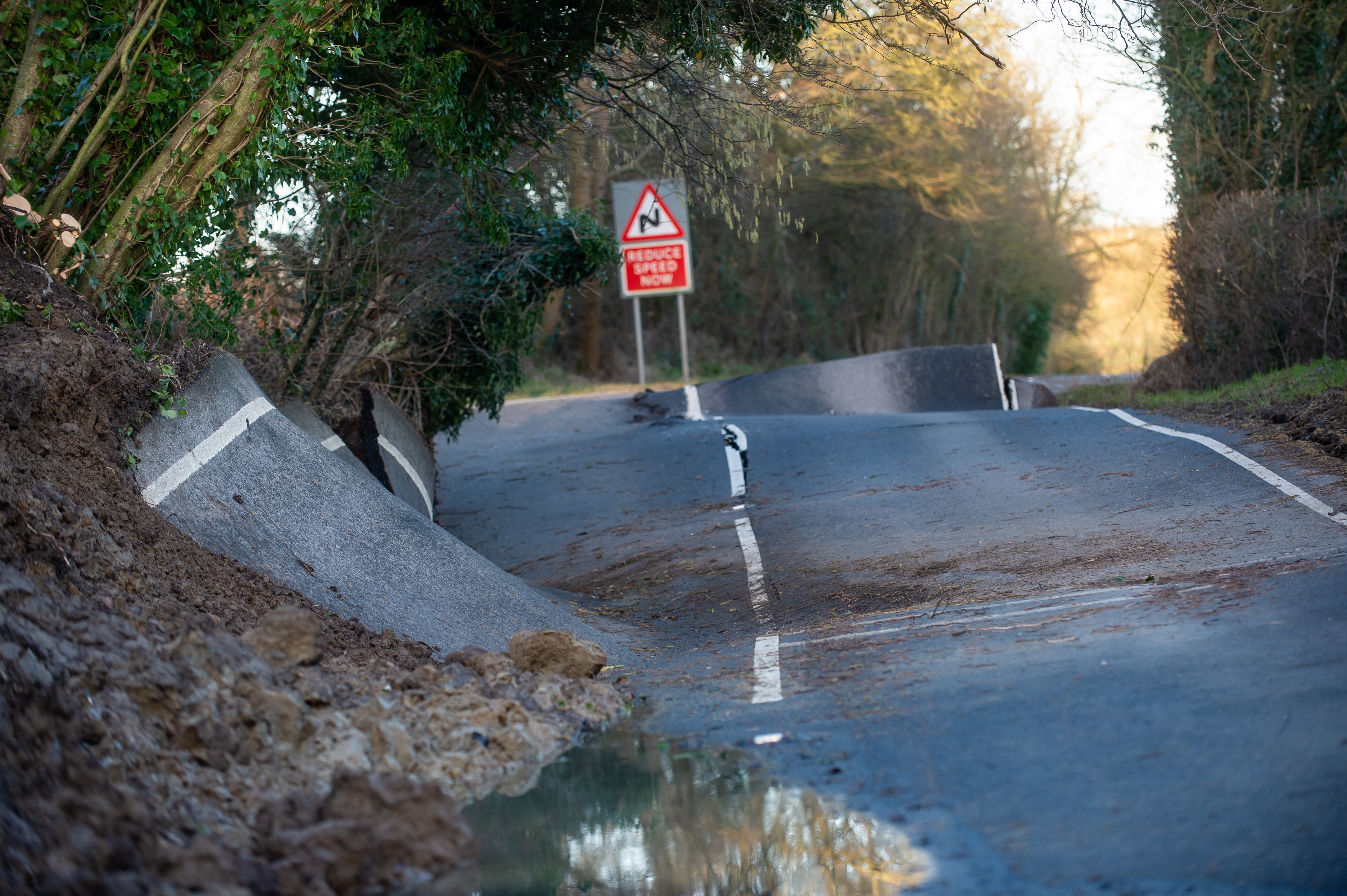 Tarmac is completely snapped in some places