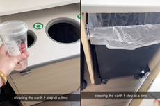 Man reveals how trash and recycled items go in the same bin at Subway restaurant