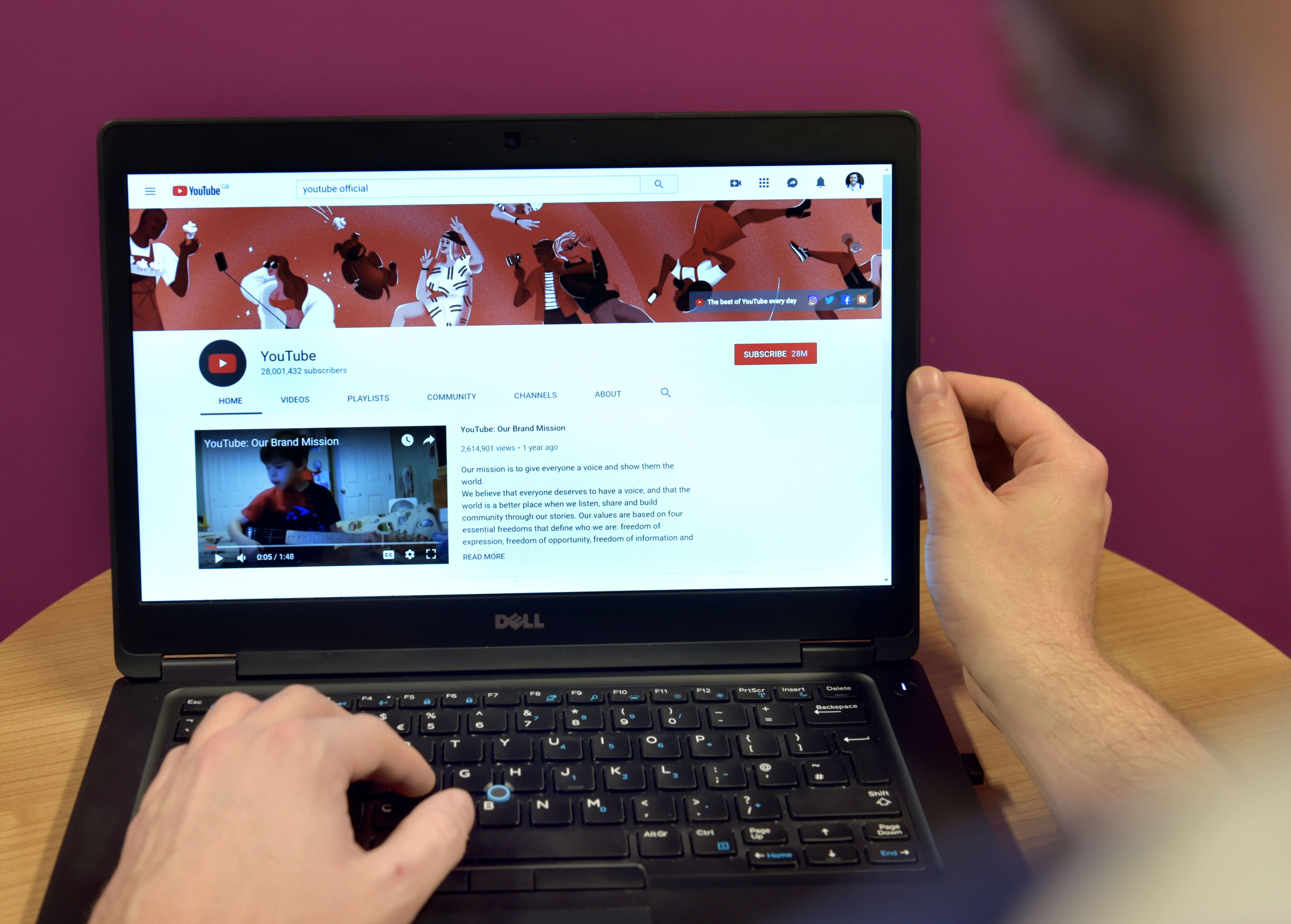 YouTube displayed on a laptop computer (PA)