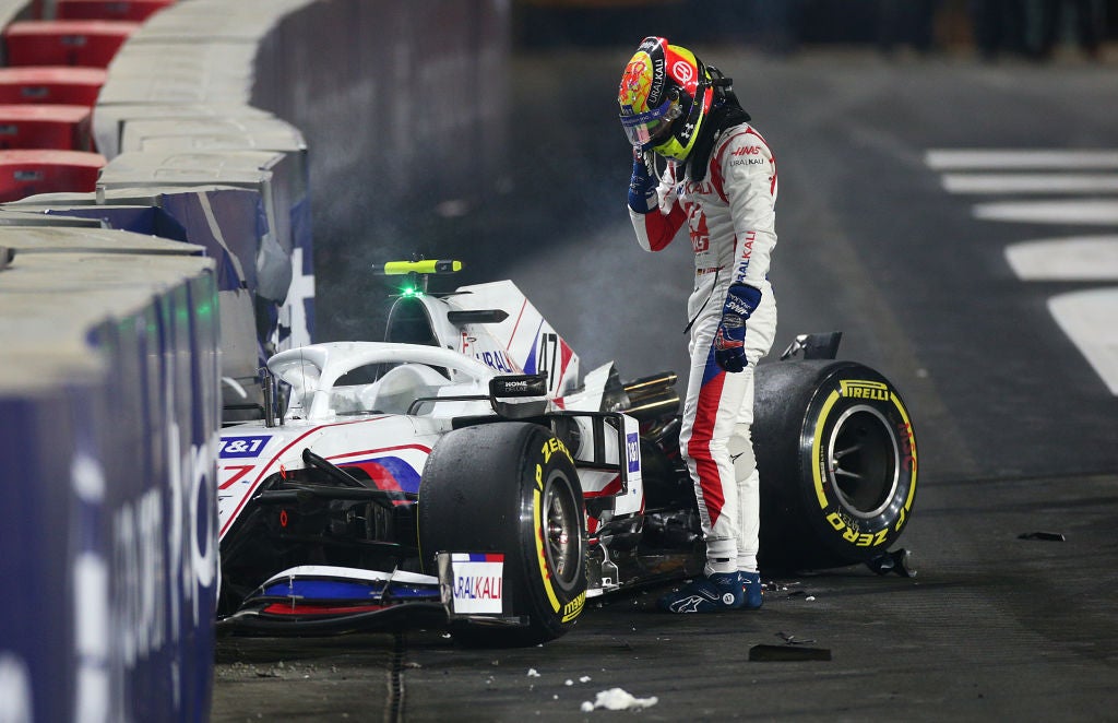 Mick Schumacher crashed into the wall at the street circuit