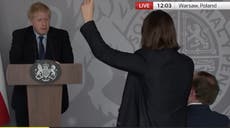 Ukrainian woman berates Boris Johnson in emotional speech for not doing more ‘as children take the hit’