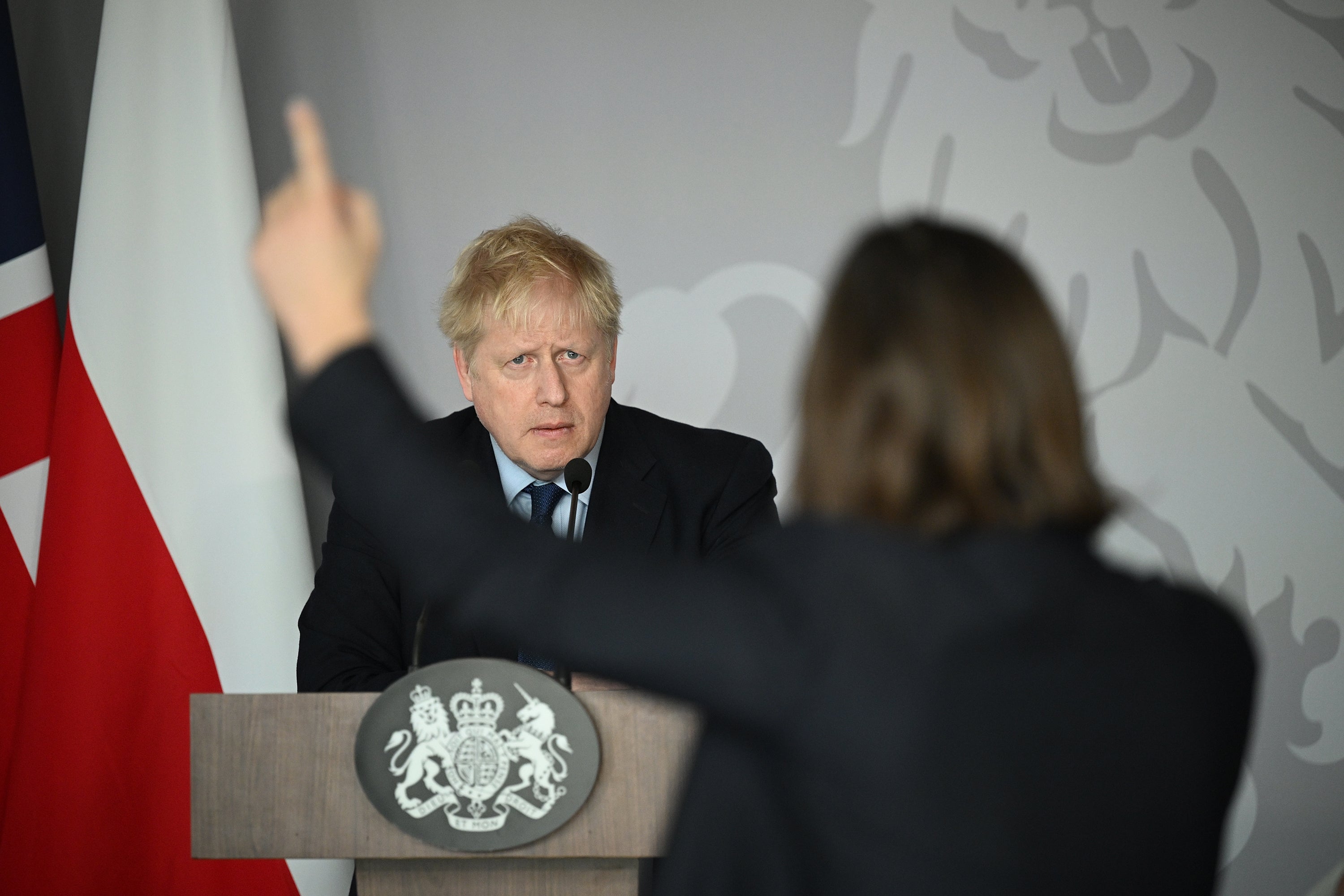 Daria Kaleniuk challenges Boris Johnson (Leon Neal/PA)