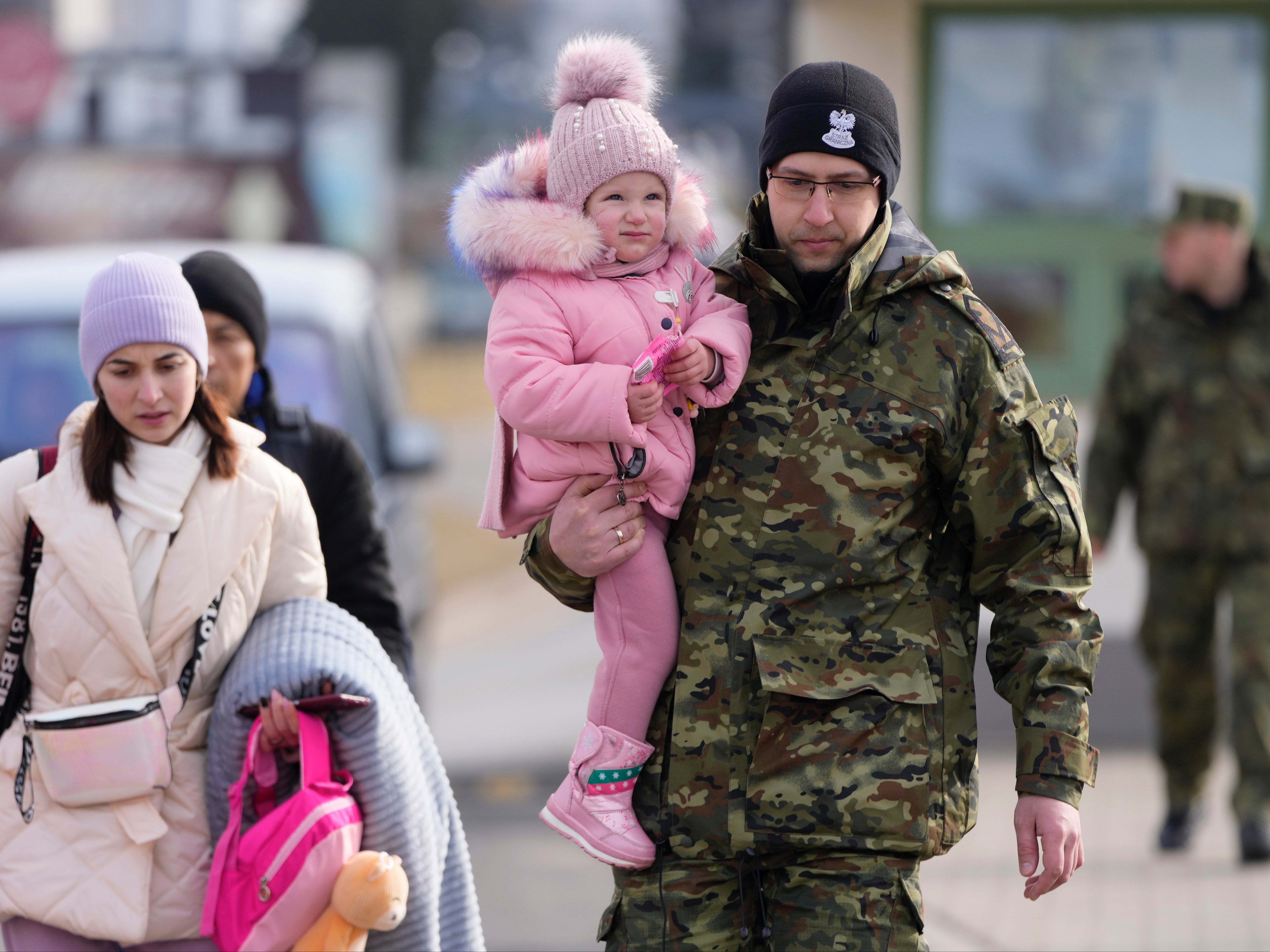 Refugees flee from Ukraine to neighbouring country Poland