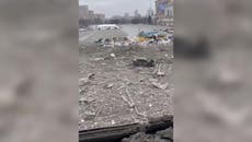 Houses in Kharkiv Central Square left in ruins after Russian missile attack