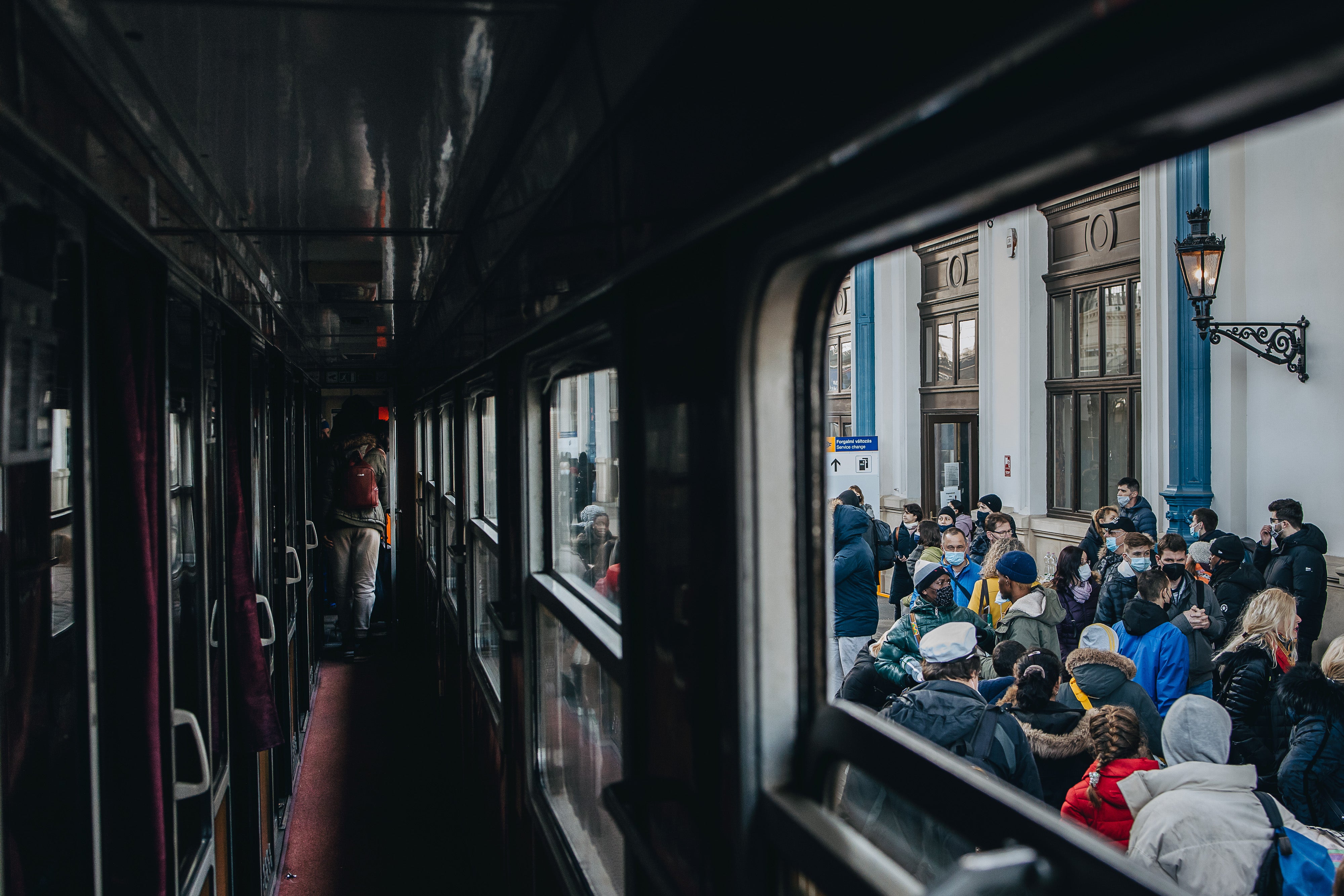 Ukrainian refugees arrive the travel hub in Budapest