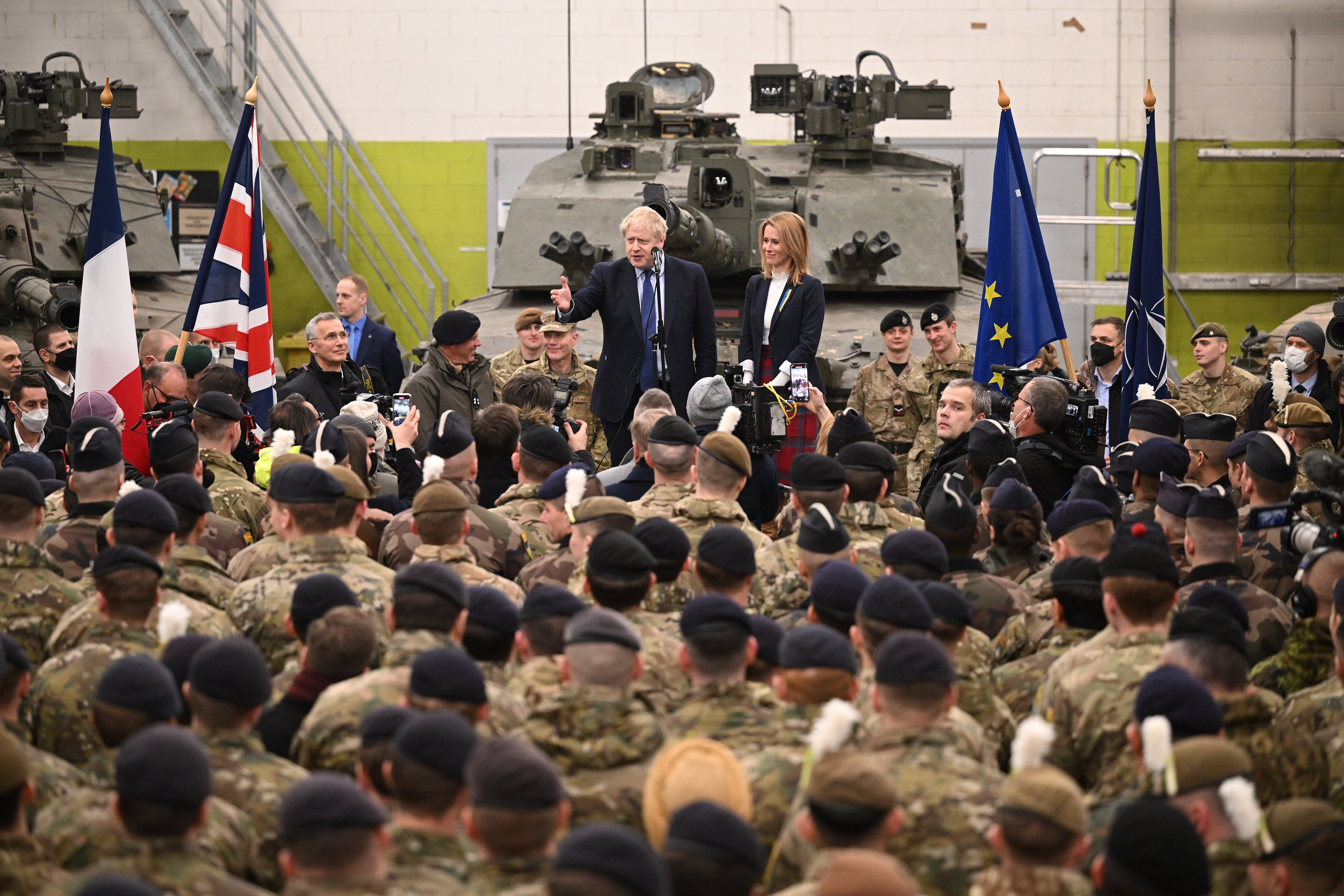 Boris Johnson and Estonia’s then prime minister Kaja Kallas – now the EU’s foreign policy chief – met Nato troops at Tapa just days after Russia’s invasion of Ukraine