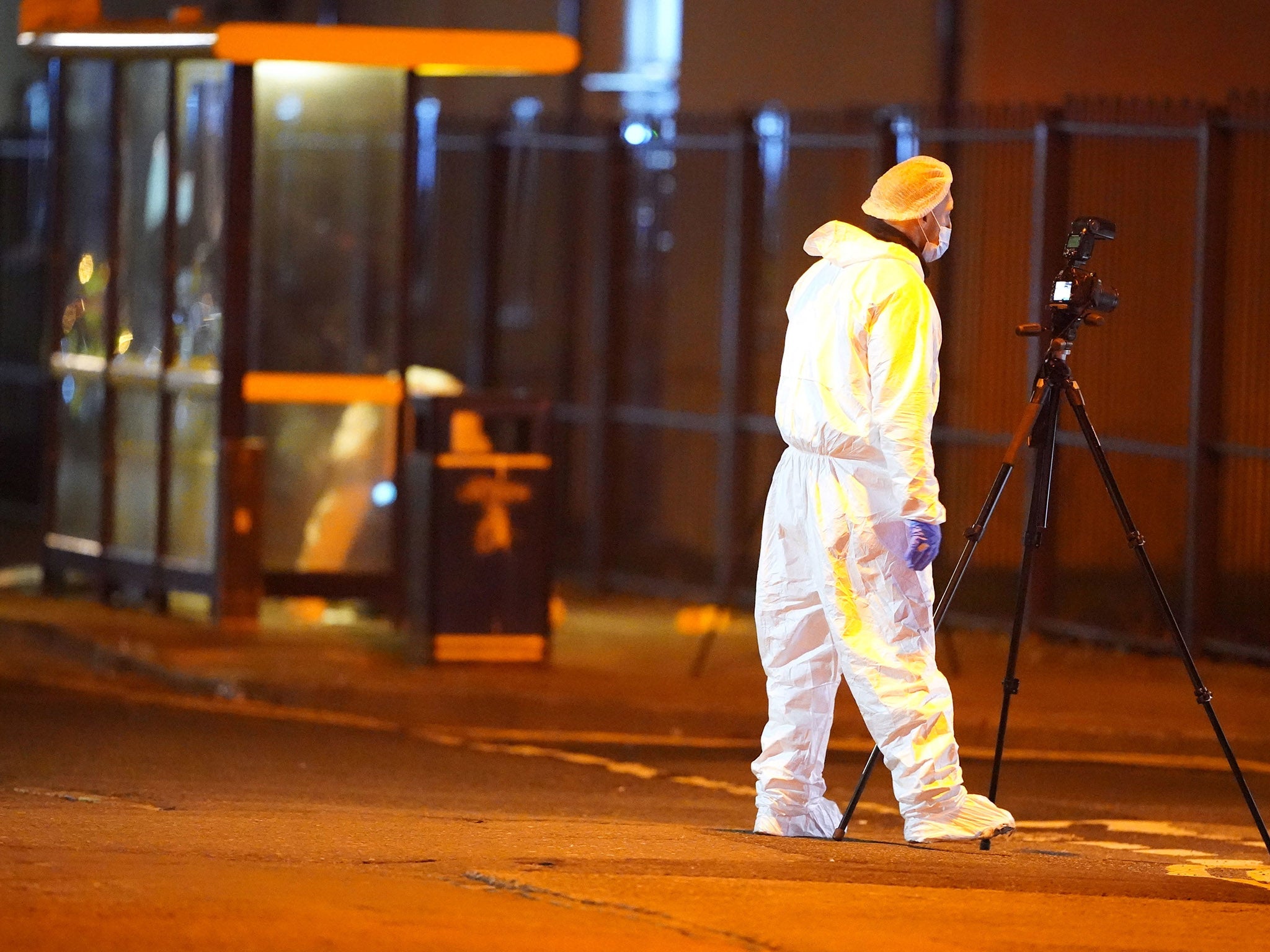 Forensic investigators at the scene in Toxteth