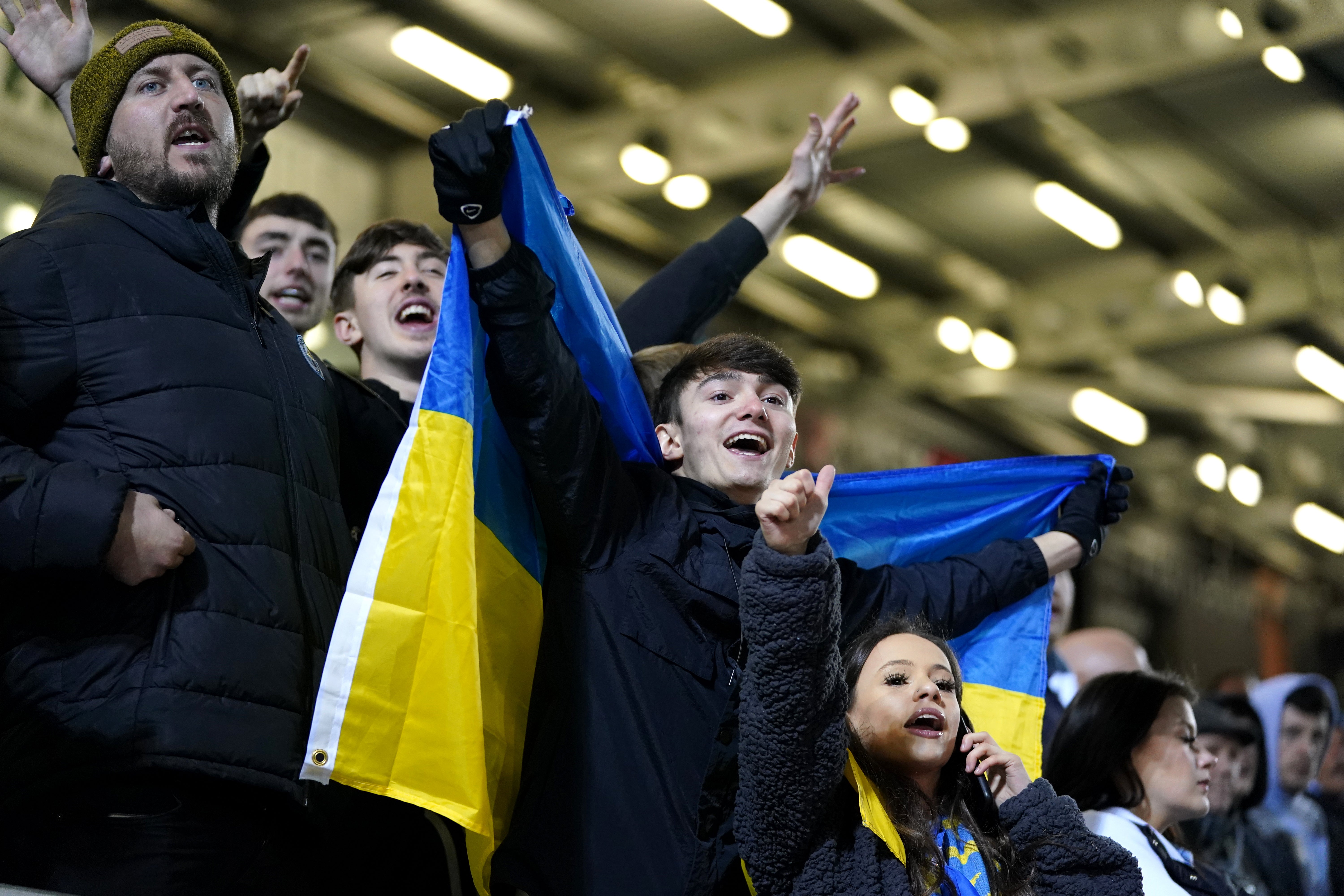 Fans showed their support for Ukraine at Peterborough (Joe Giddens/PA)