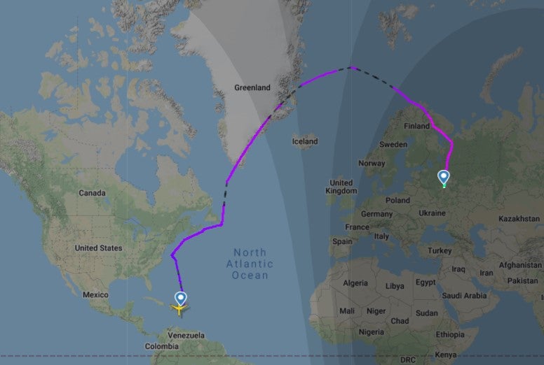 Aeroflot’s flight from Punta Cana to Moscow