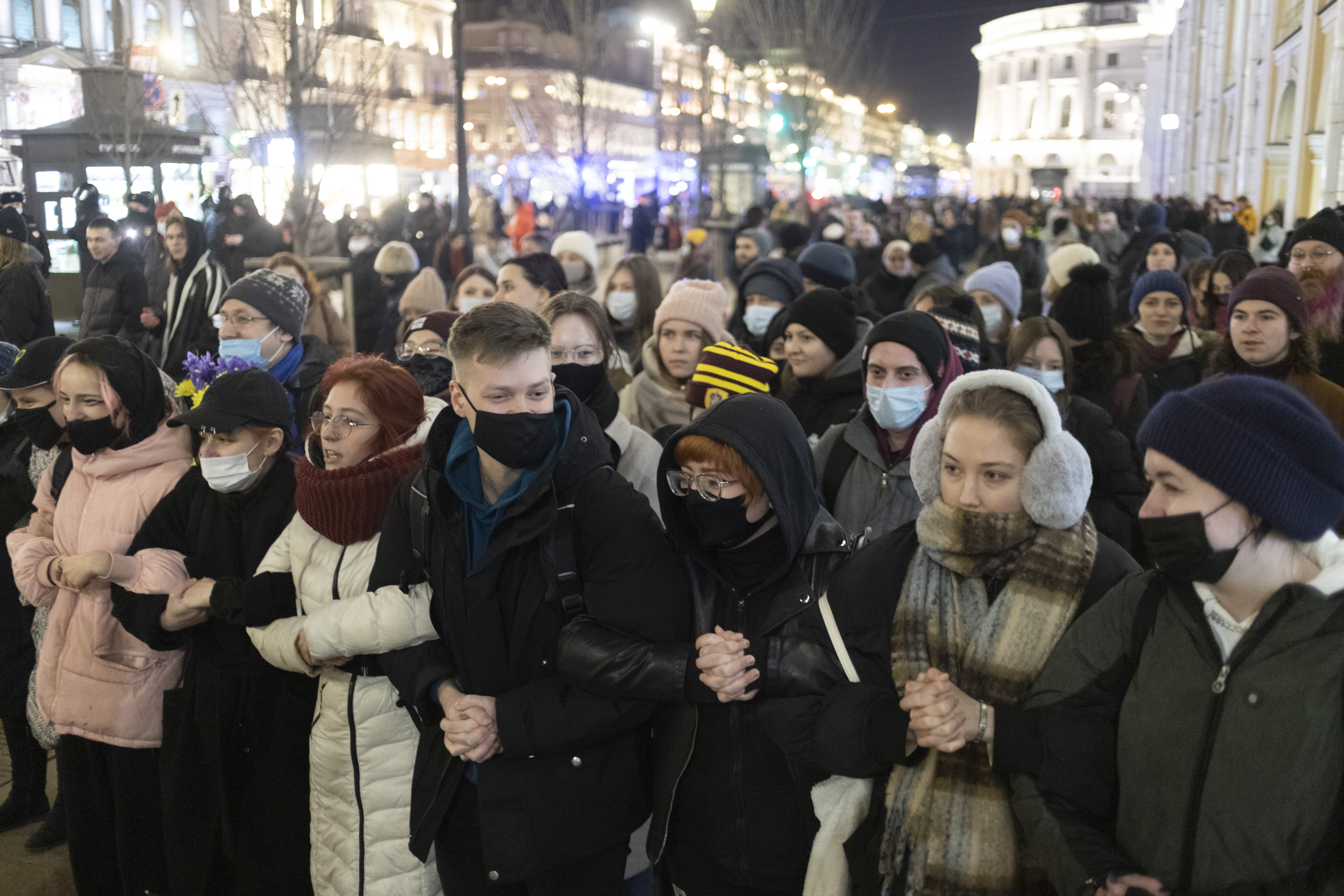 Crowds gathered in St Petersburg again on Tuesday