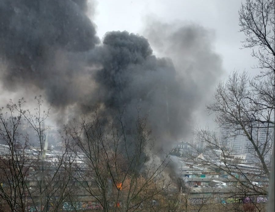 A view of the shelling outside Yemeni student Khaled Bin Jaah’s flat in Kharkiv