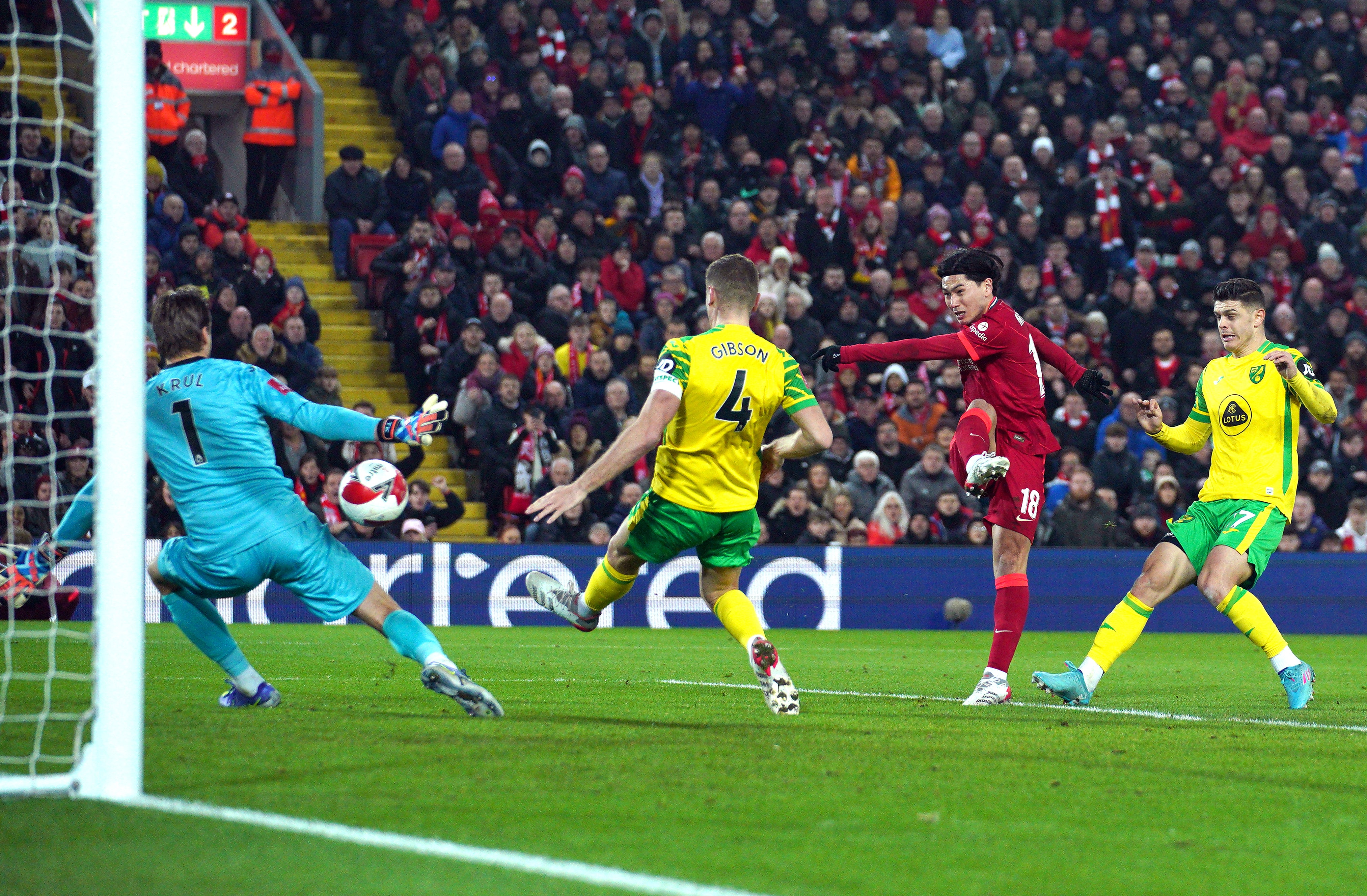 Takumi Minamino scored twice for Liverpool (Peter Byrne/PA)