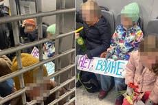 ‘This is Putin’s Russia’: Sobbing children detained in Moscow after taking flowers to Ukraine embassy