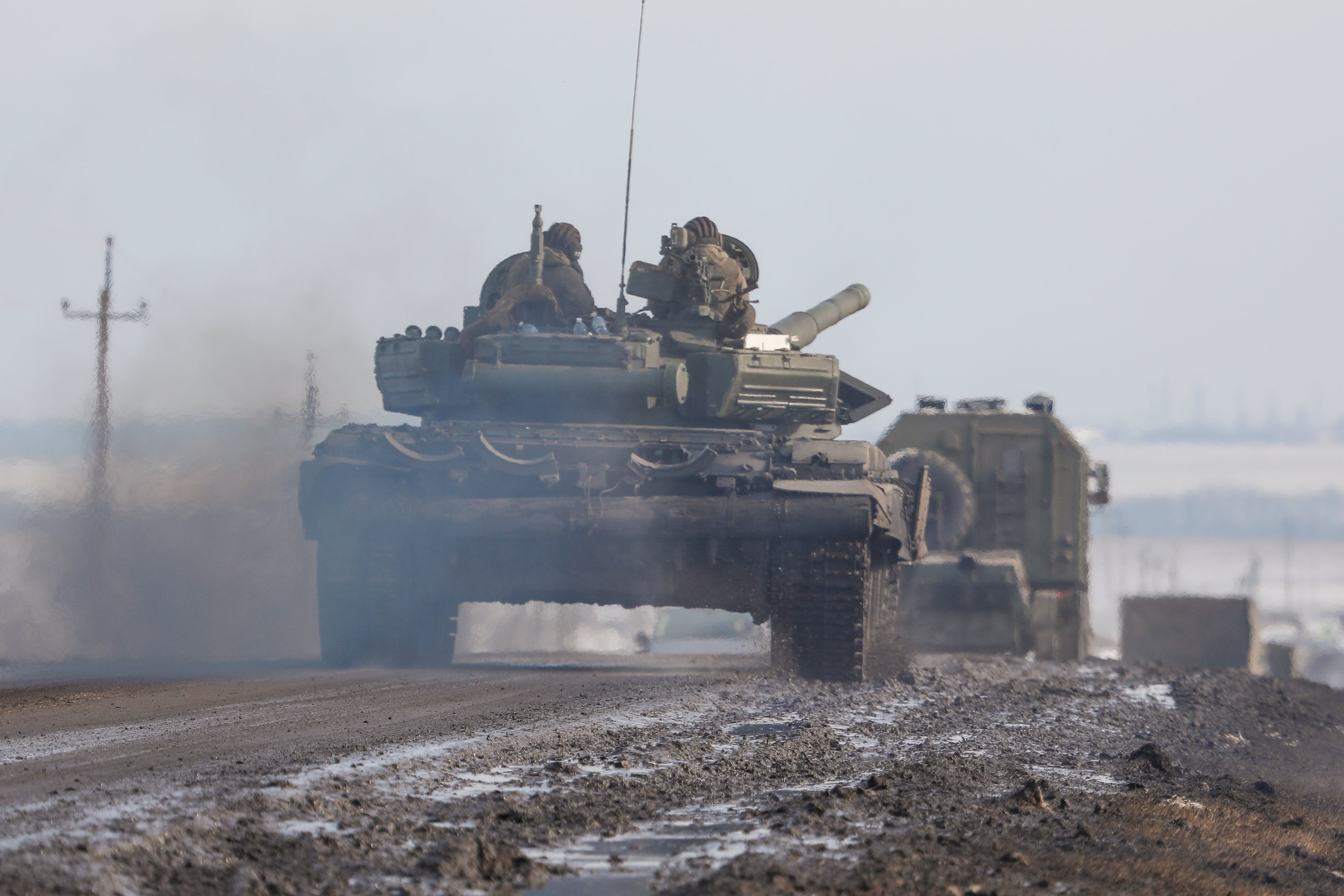 Russian tanks seen preparing to enter Ukraine late last month