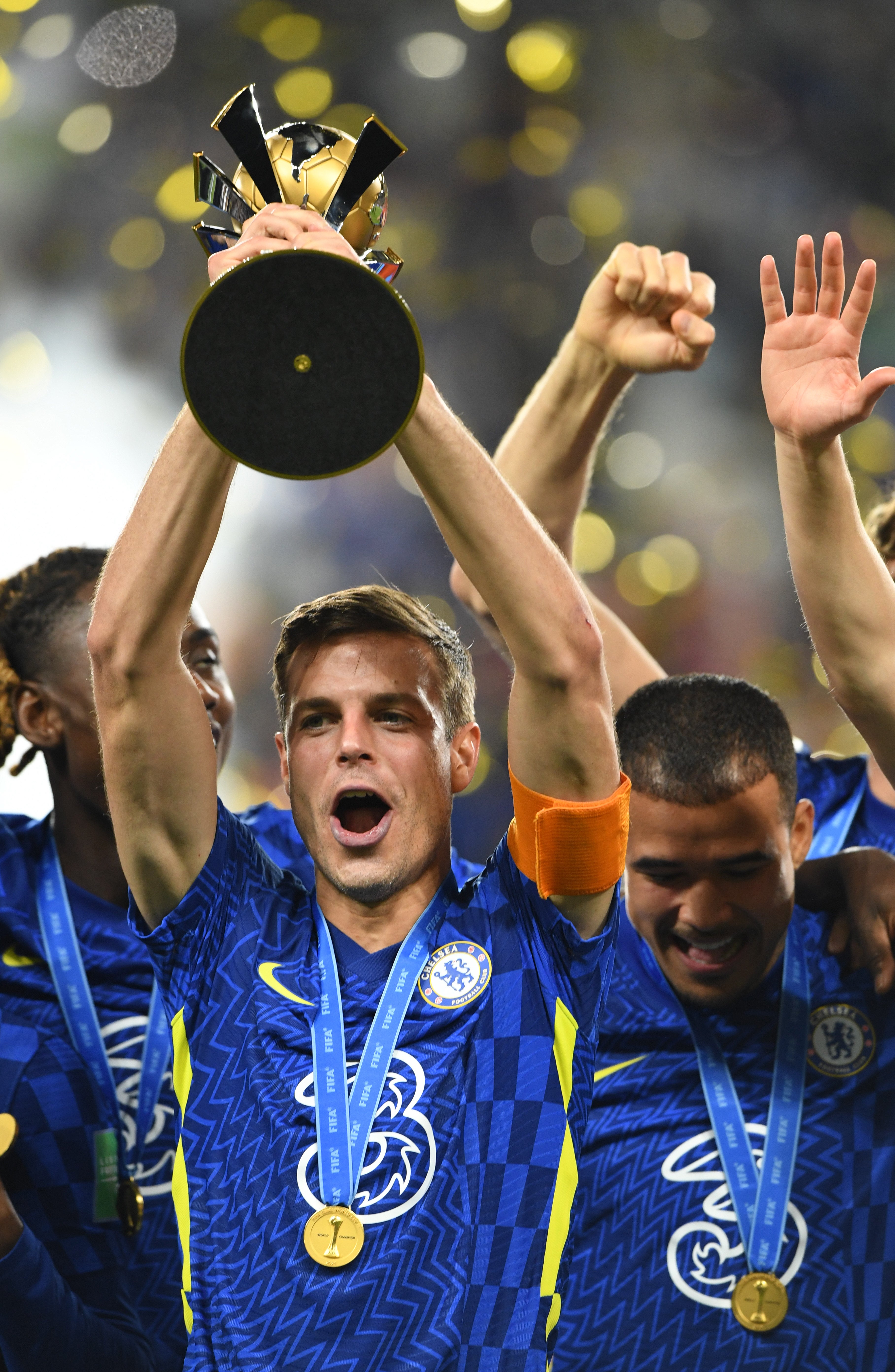 Cesar Azpilicueta, pictured, lifting the one trophy that had eluded Chelsea under Roman Abramovich, the Club World Cup, in Abu Dhabi in February (PA Wire)